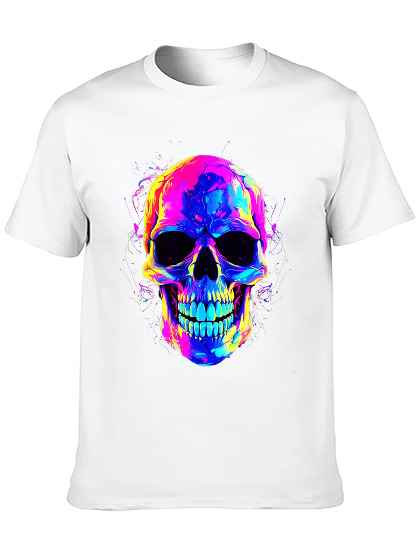 Colorful Skull: Dark And Alternative Colorful Skul Stylish Everyday T-Shirt – Unisex Basic Cotton Tee
