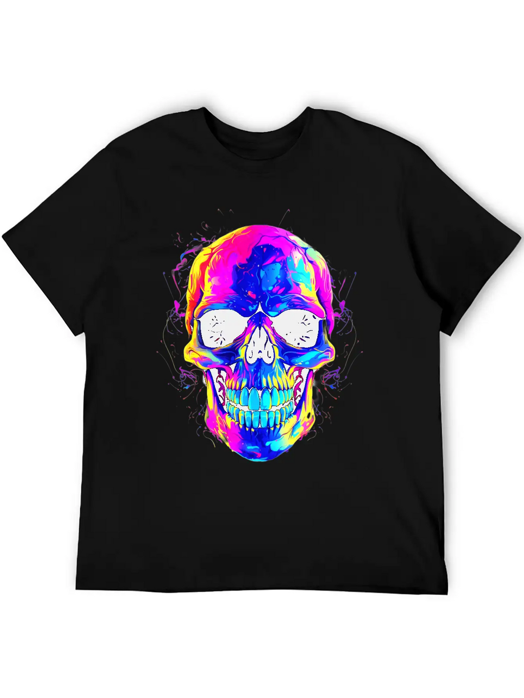 Colorful Skull: Dark And Alternative Colorful Skul Stylish Everyday T-Shirt – Unisex Basic Cotton Tee