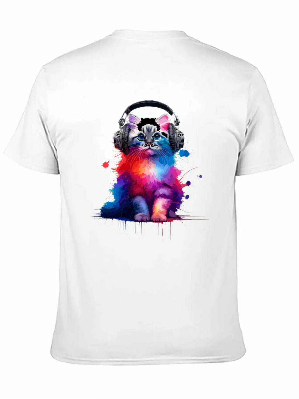 Colorful Splash Art Headphones Burmilla Burmillas Stylish Everyday T-Shirt – Unisex Basic Cotton Tee