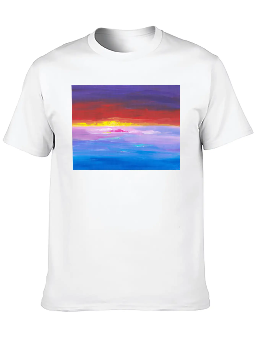 Colorful Sunset Landscape Painting Timeless Short Sleeve Tee – Comfy And Minimalist Design