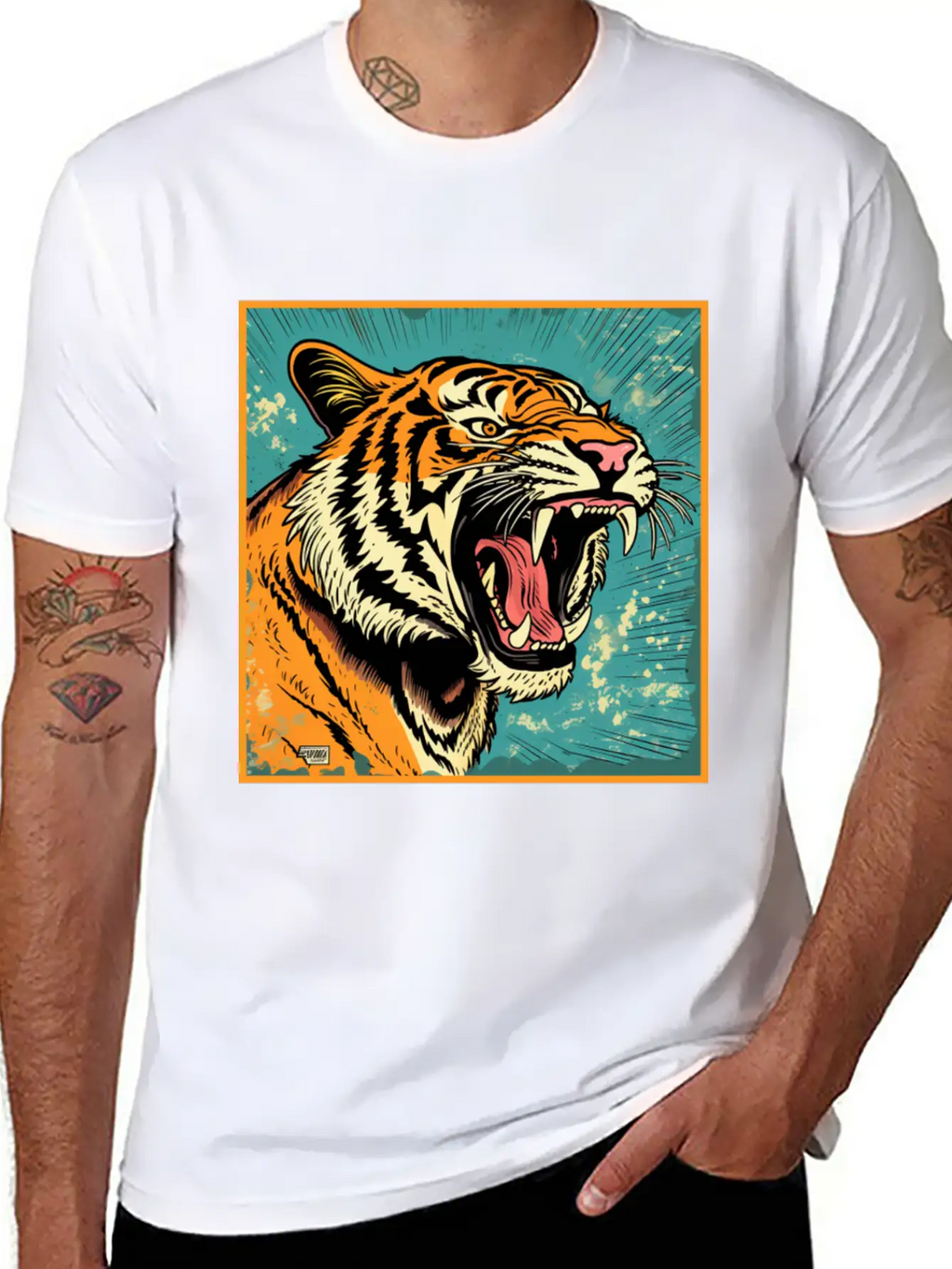 Colorful Tiger Cartoon Vintage Bengals Tiger Breathable Graphic T-Shirt – Perfect For Casual Days