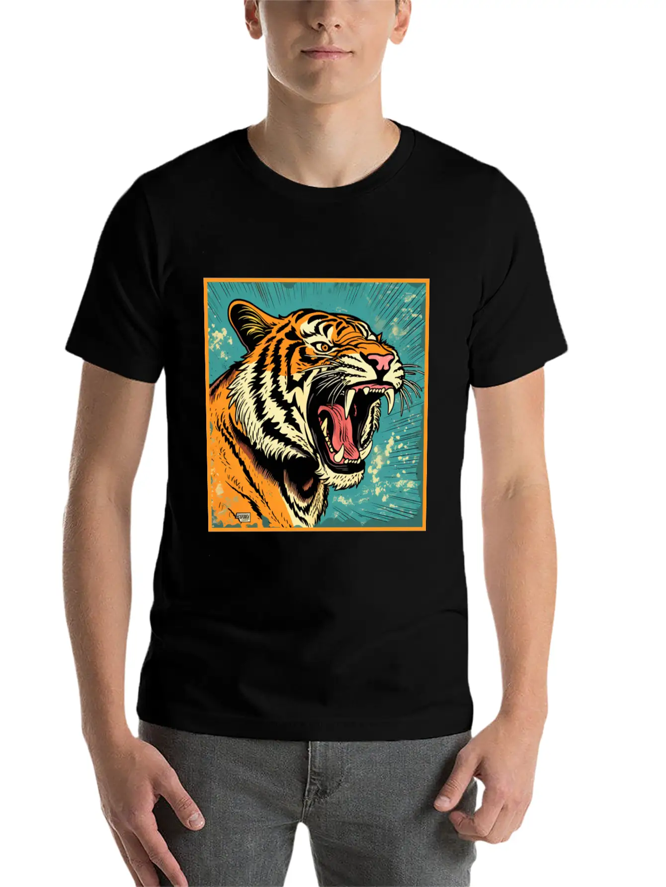 Colorful Tiger Cartoon Vintage Bengals Tiger Breathable Graphic T-Shirt – Perfect For Casual Days
