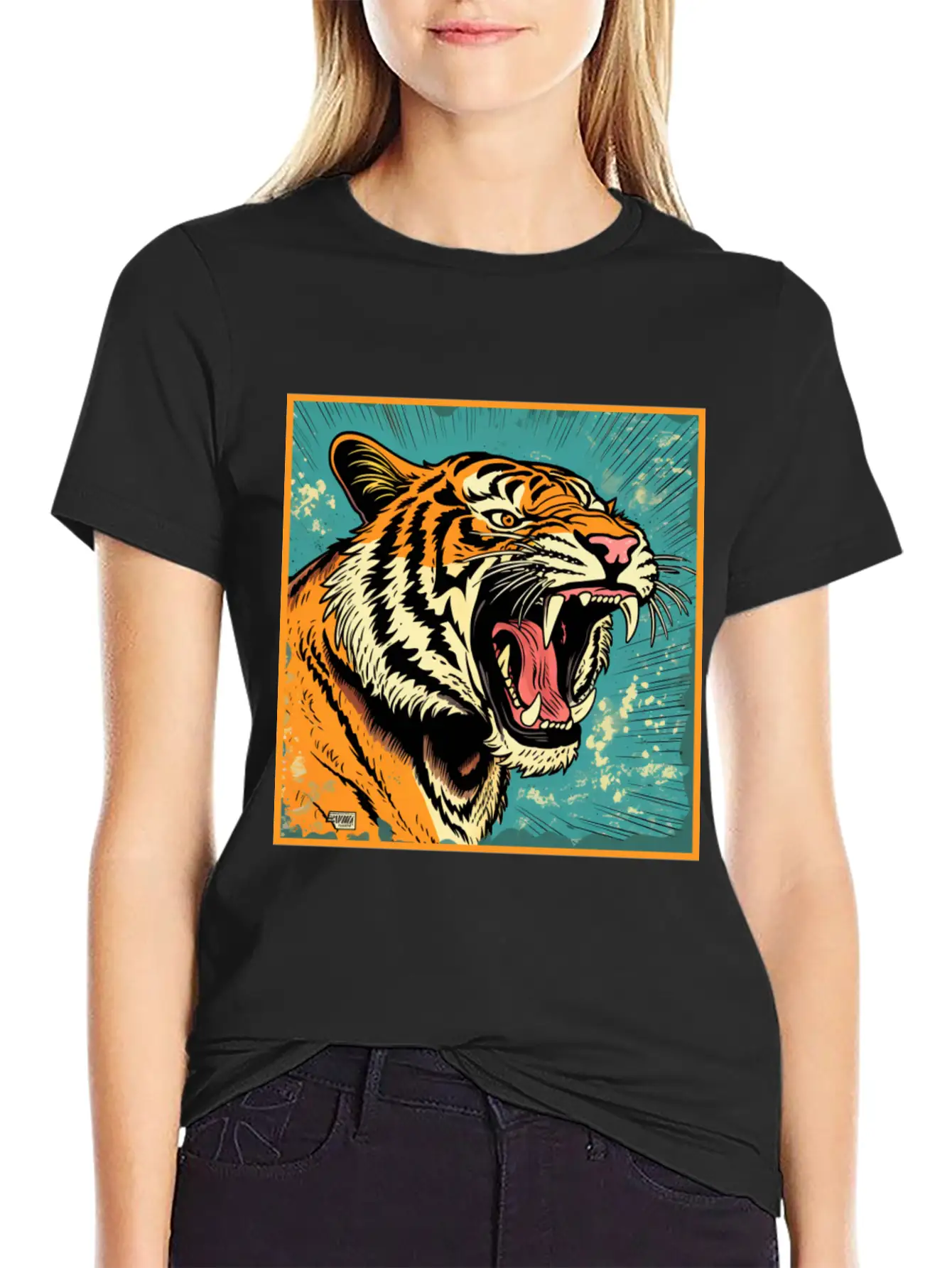 Colorful Tiger Cartoon Vintage Bengals Tiger Breathable Graphic T-Shirt – Perfect For Casual Days