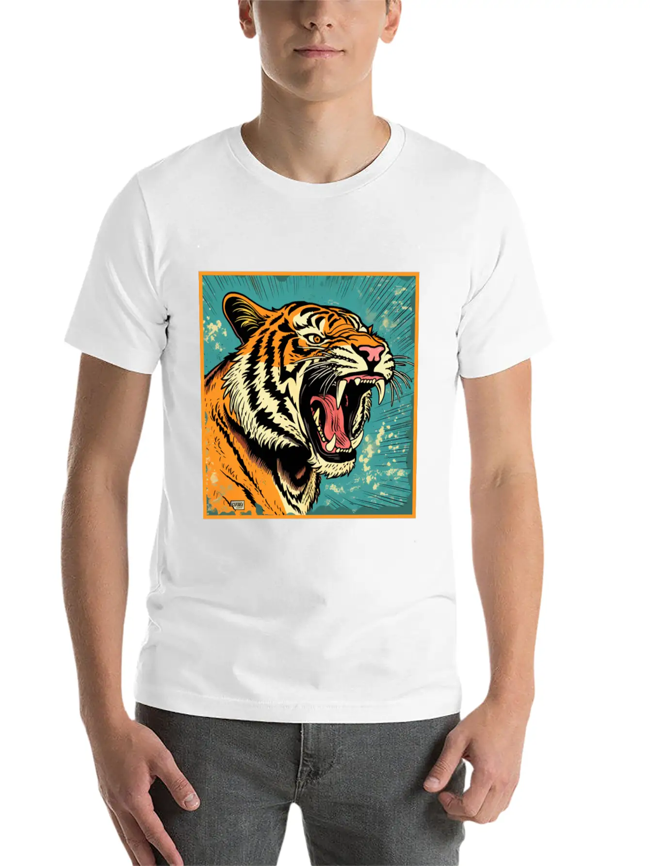 Colorful Tiger Cartoon Vintage Bengals Tiger Breathable Graphic T-Shirt – Perfect For Casual Days