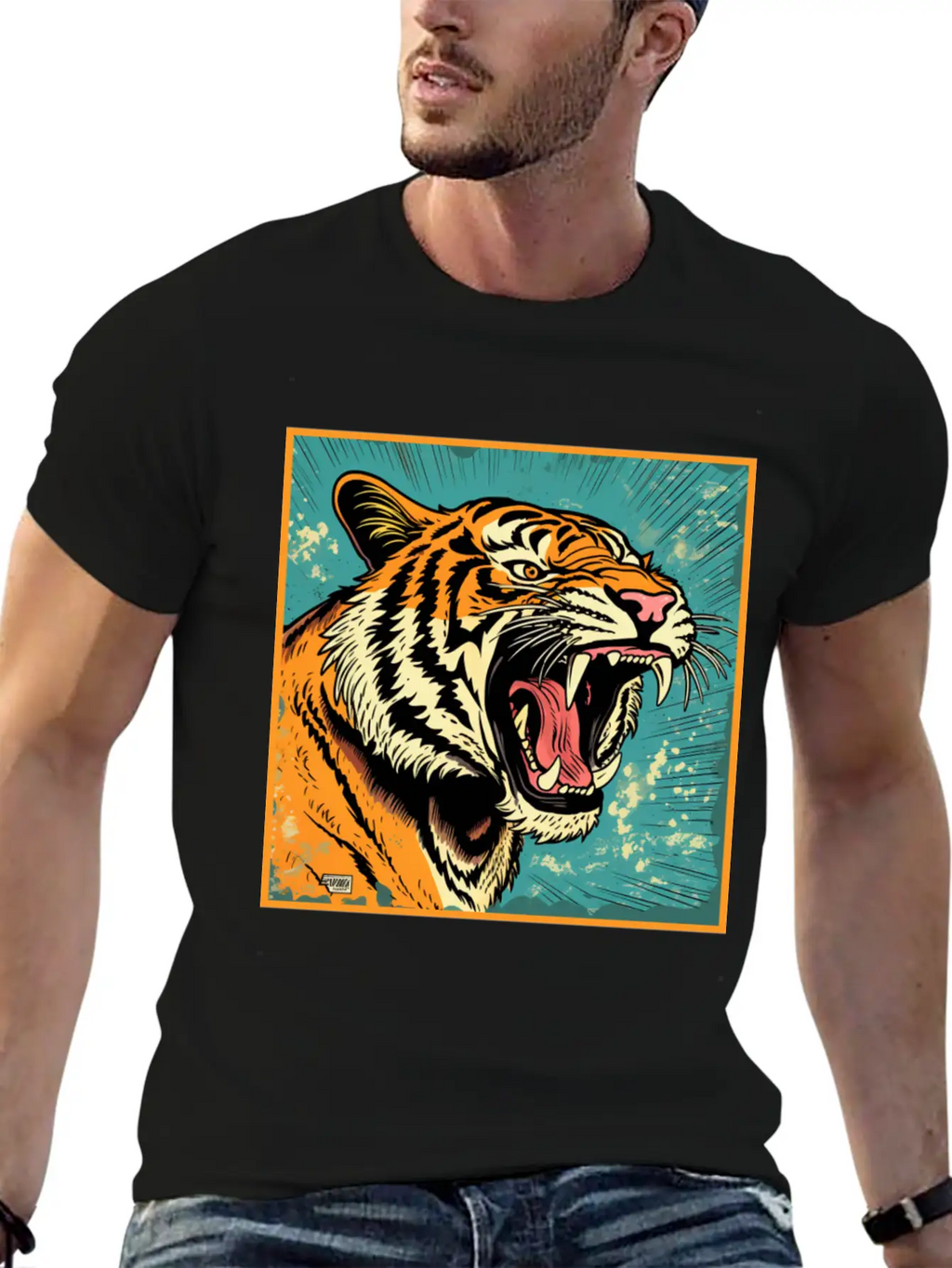 Colorful Tiger Cartoon Vintage Bengals Tiger Breathable Graphic T-Shirt – Perfect For Casual Days