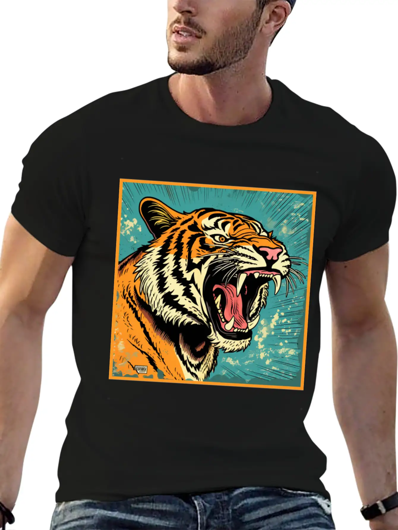 Colorful Tiger Cartoon Vintage Bengals Tiger Breathable Graphic T-Shirt – Perfect For Casual Days