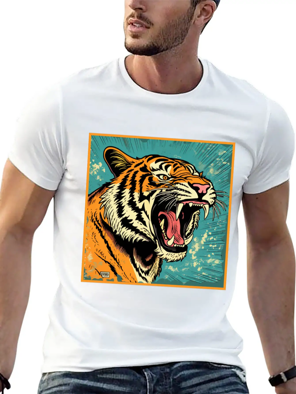 Colorful Tiger Cartoon Vintage Bengals Tiger Breathable Graphic T-Shirt – Perfect For Casual Days