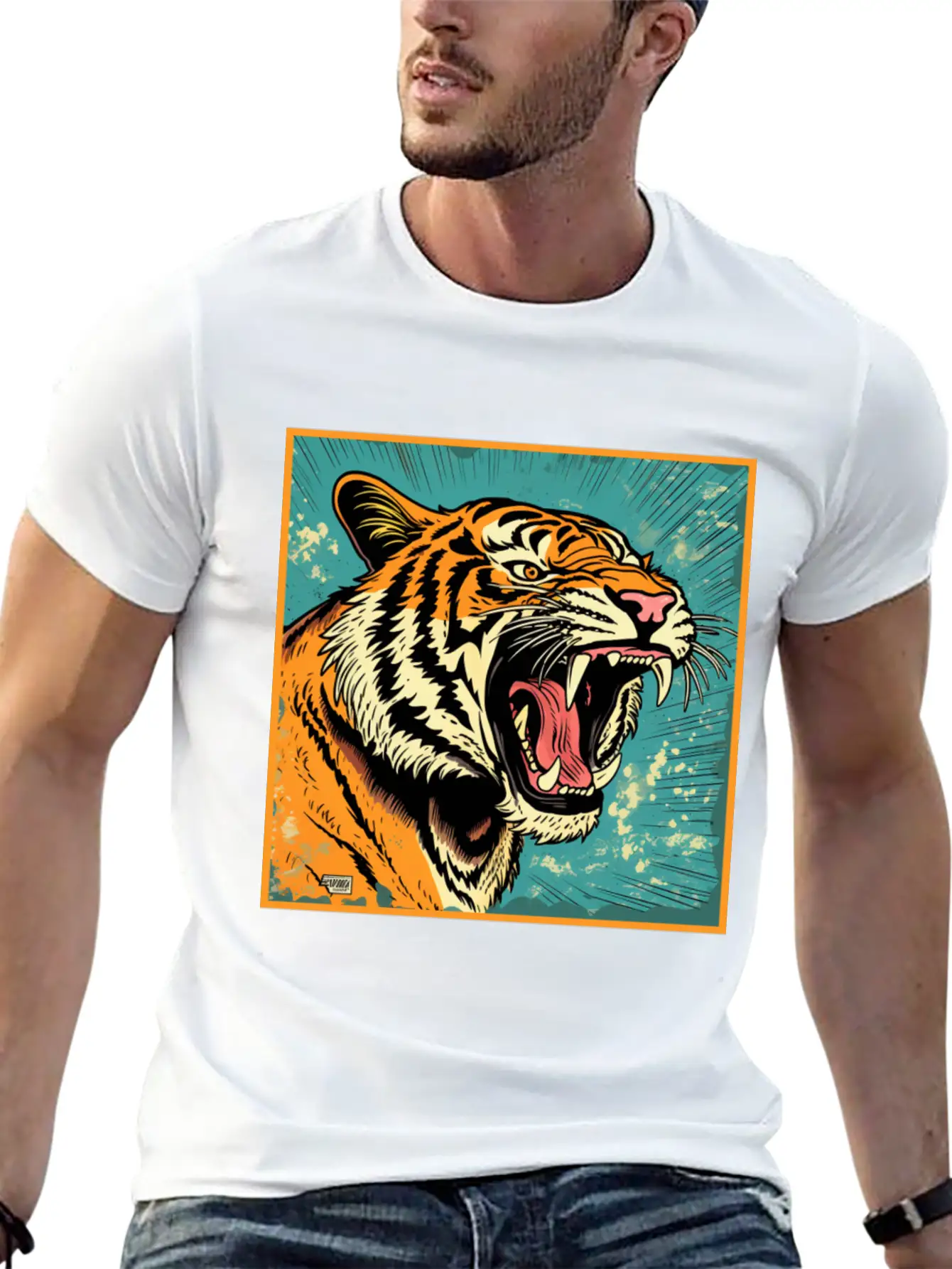 Colorful Tiger Cartoon Vintage Bengals Tiger Breathable Graphic T-Shirt – Perfect For Casual Days