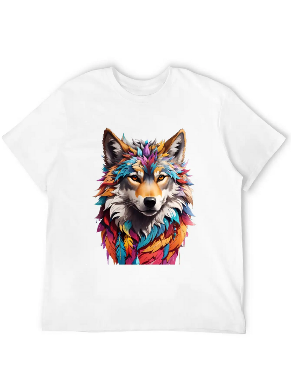Colorful Wolf Face Timeless Short Sleeve Tee – Comfy And Minimalist Design