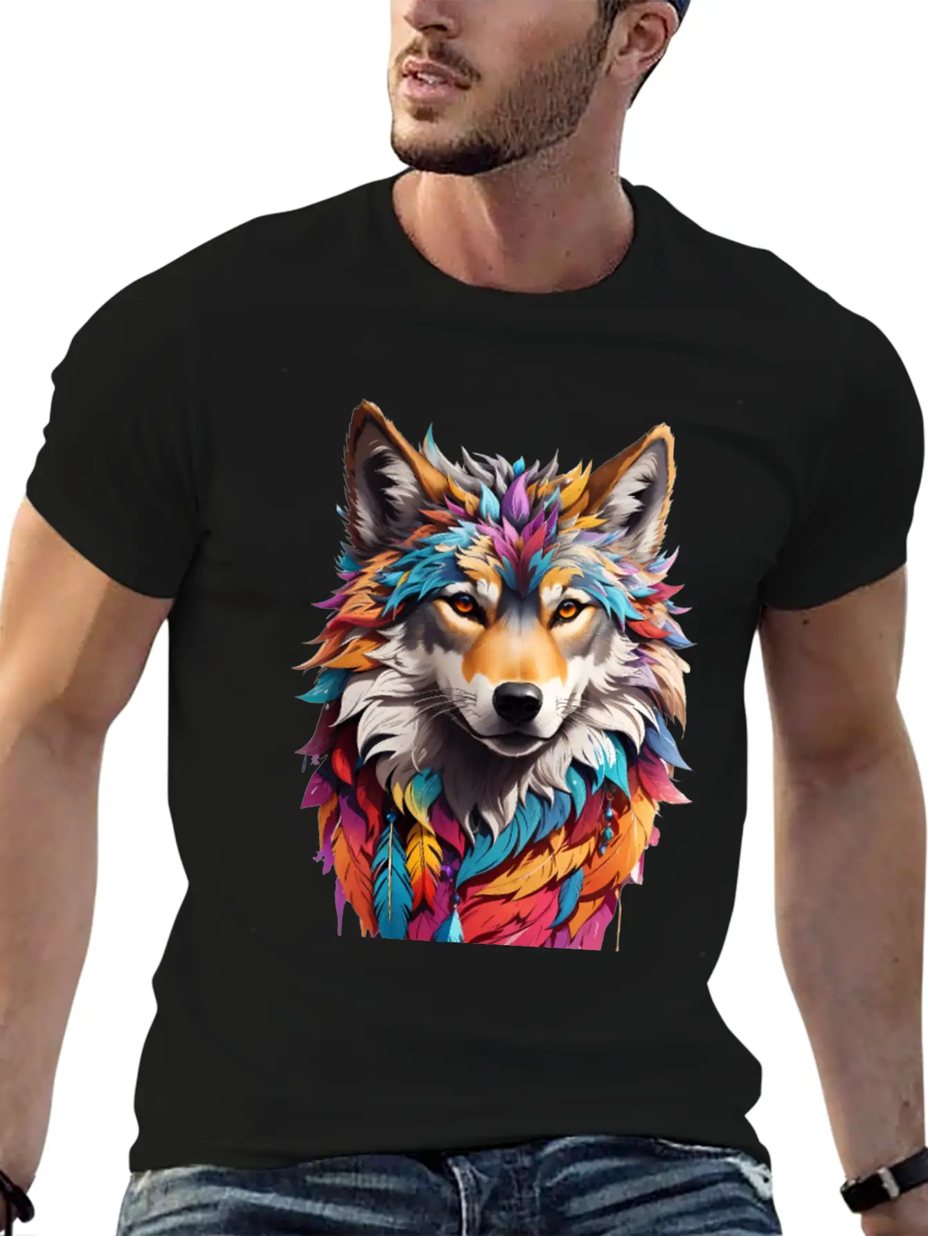 Colorful Wolf Face Timeless Short Sleeve Tee – Comfy And Minimalist Design