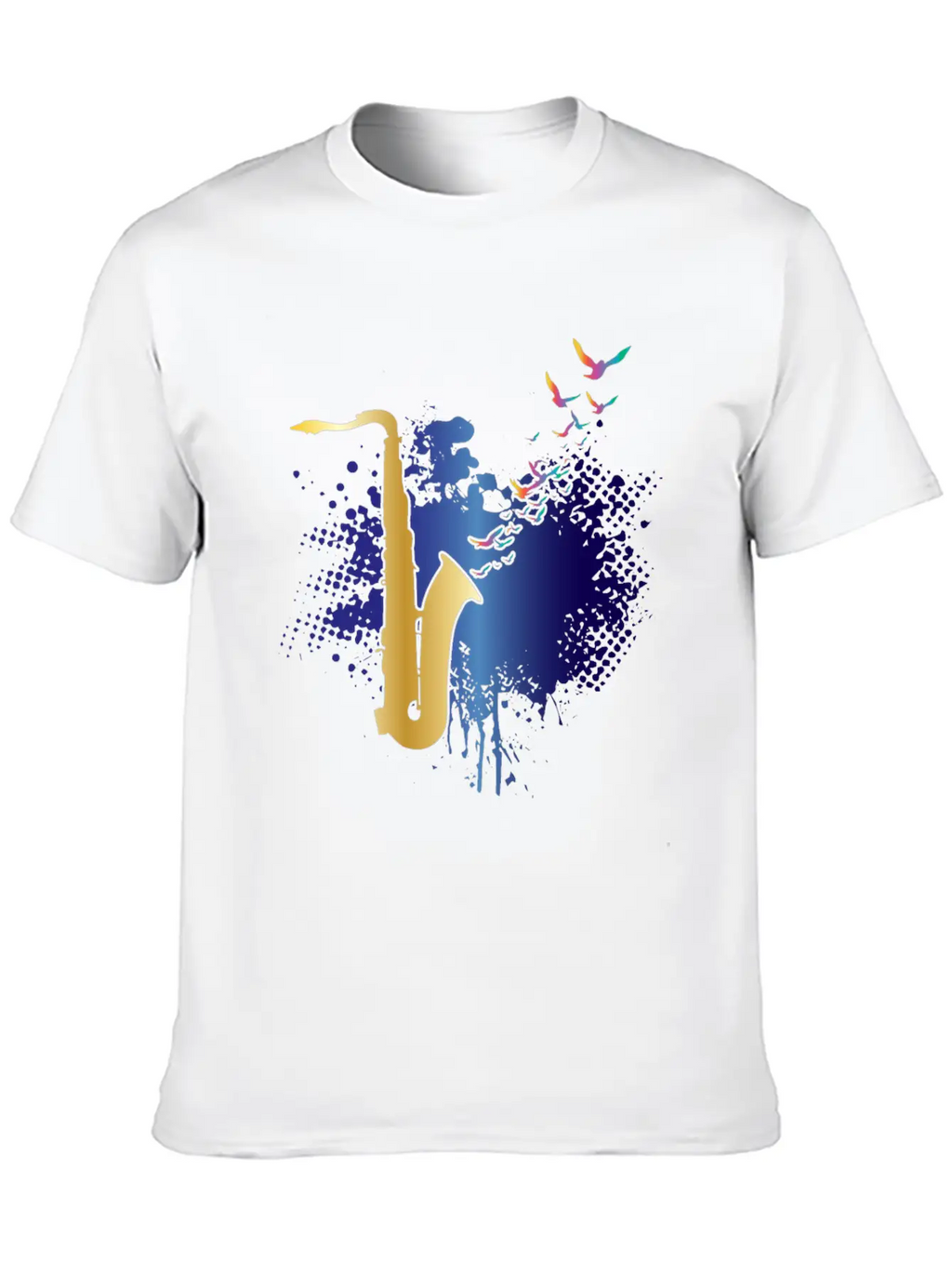 ColorfulMusical Instrument Jazz Music Saxophone Timeless Short Sleeve Tee – Comfy And Minimalist Design