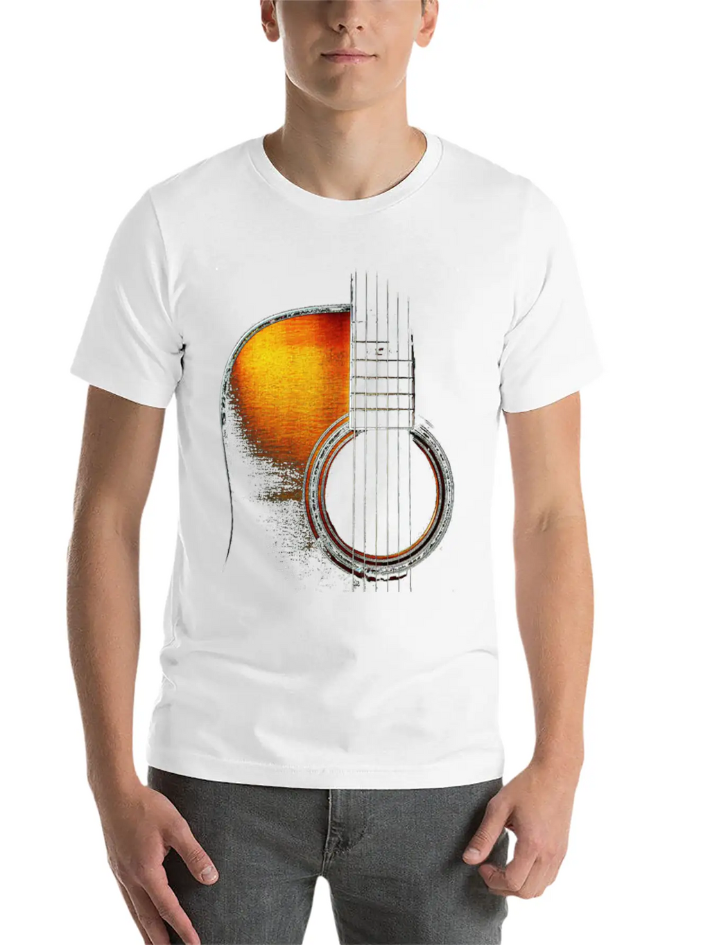 Colour Acoustic Guitar Hi Lite Stylish Everyday T-Shirt – Unisex Basic Cotton Tee