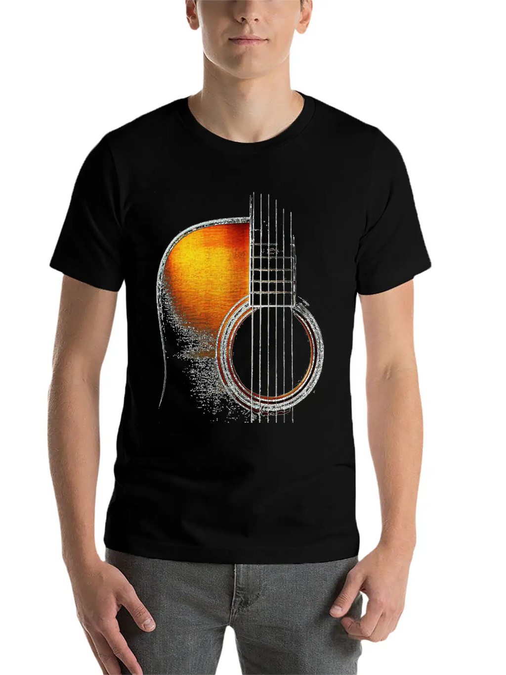 Colour Acoustic Guitar Hi Lite Stylish Everyday T-Shirt – Unisex Basic Cotton Tee
