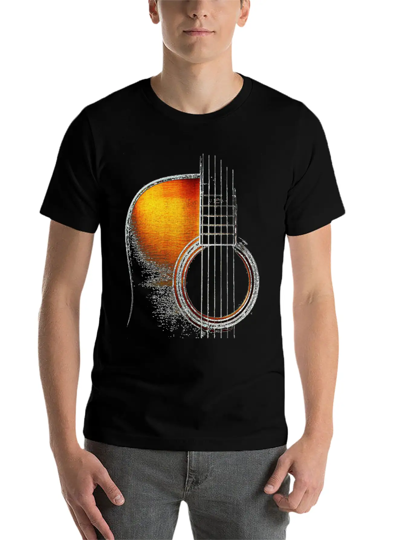 Colour Acoustic Guitar Hi Lite Stylish Everyday T-Shirt – Unisex Basic Cotton Tee