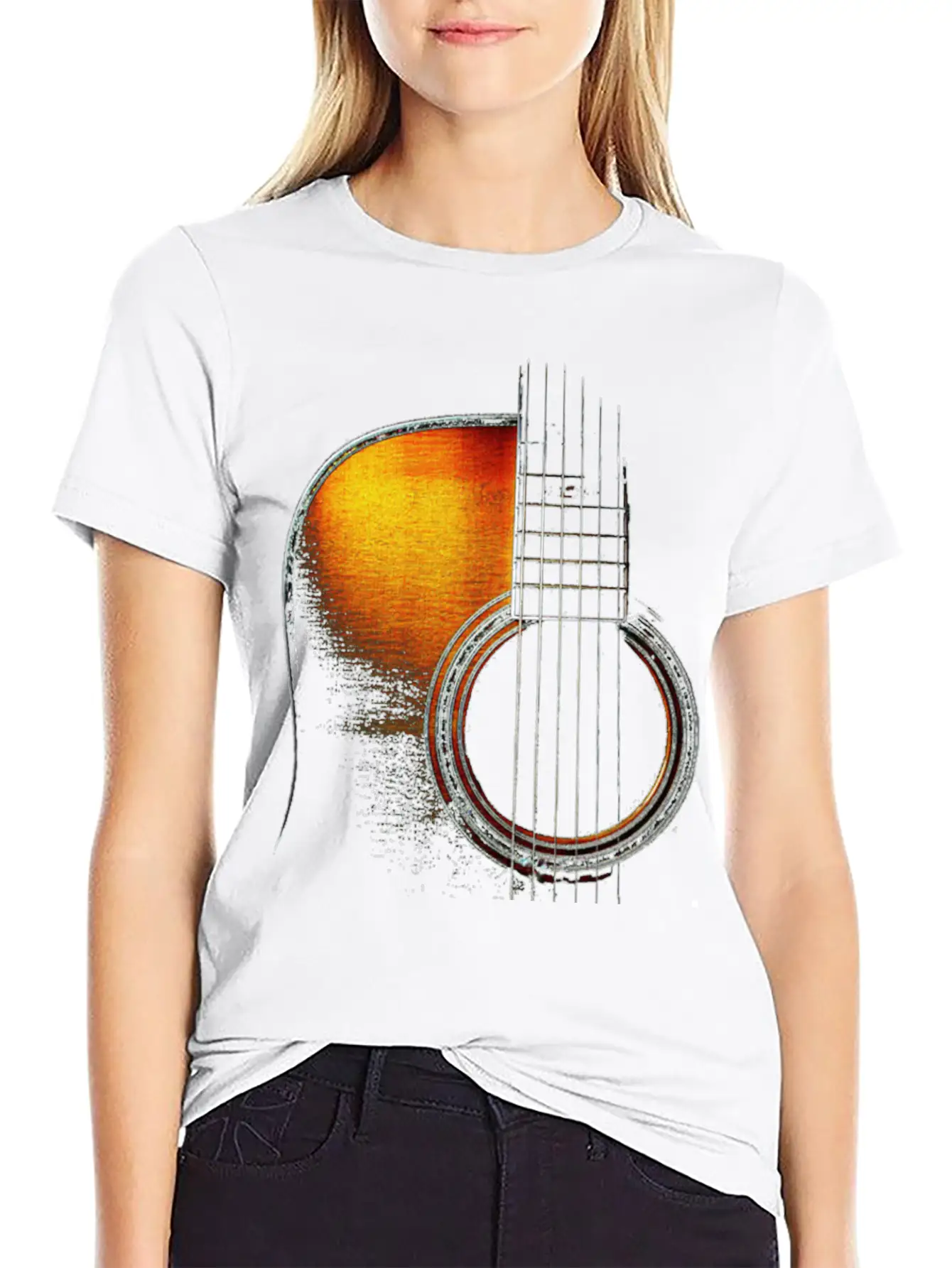 Colour Acoustic Guitar Hi Lite Stylish Everyday T-Shirt – Unisex Basic Cotton Tee