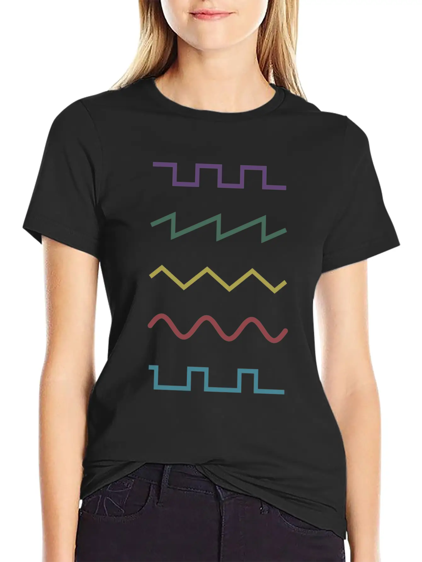 Colourful Waveforms- Music Production Basic Graphic T-Shirt – Daily Comfort In Soft Cotton