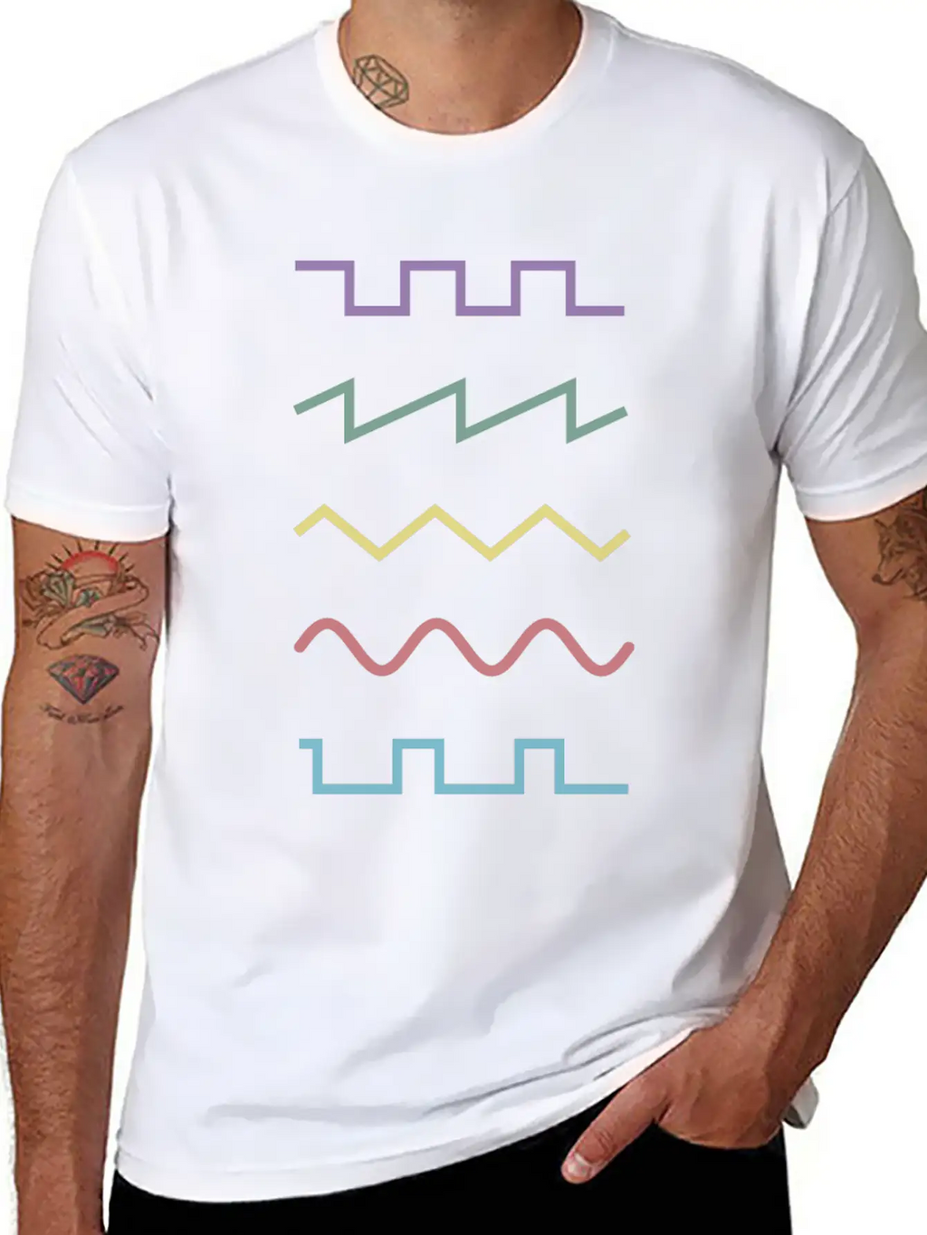 Colourful Waveforms- Music Production Basic Graphic T-Shirt – Daily Comfort In Soft Cotton