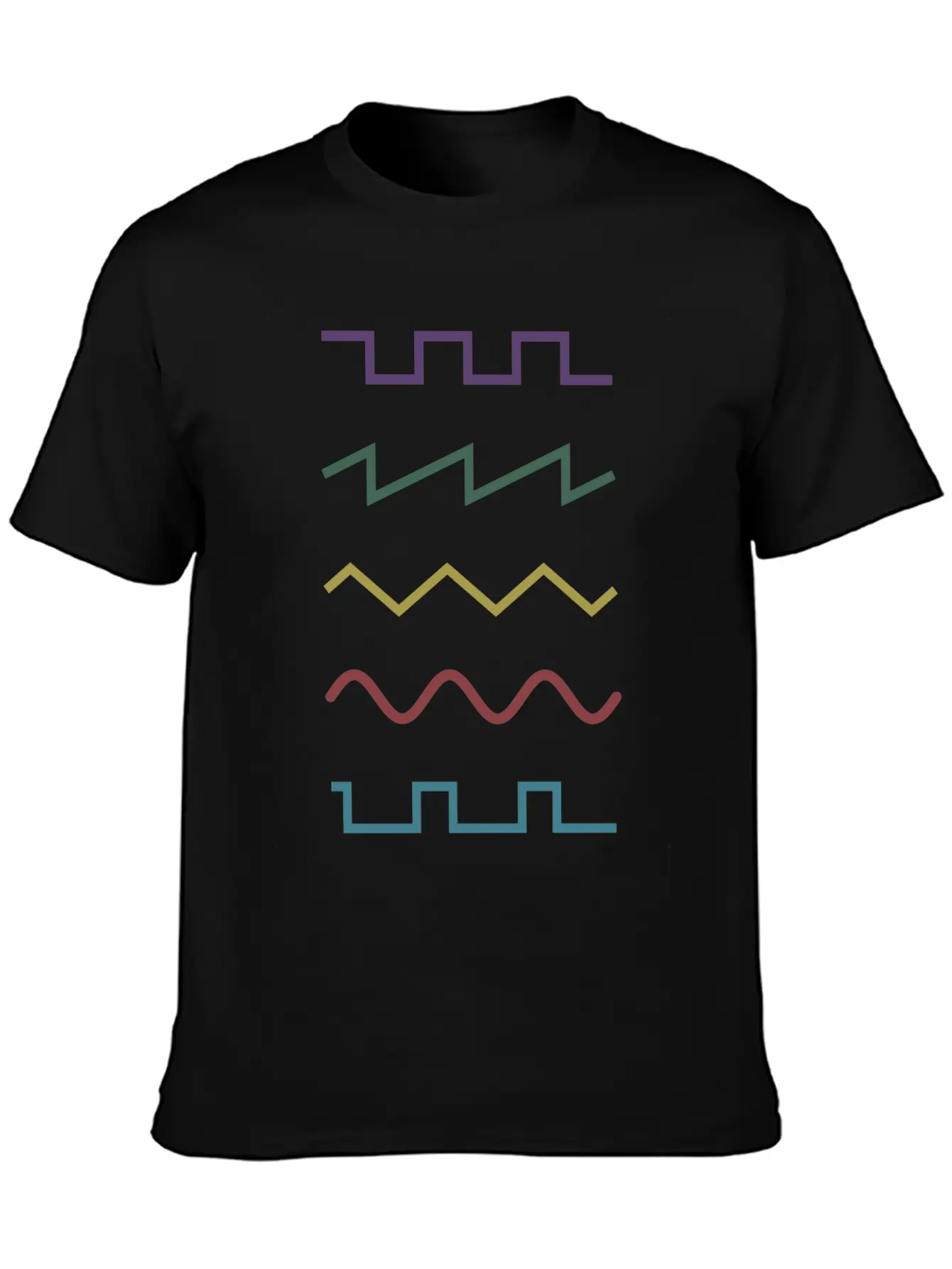 Colourful Waveforms- Music Production Basic Graphic T-Shirt – Daily Comfort In Soft Cotton