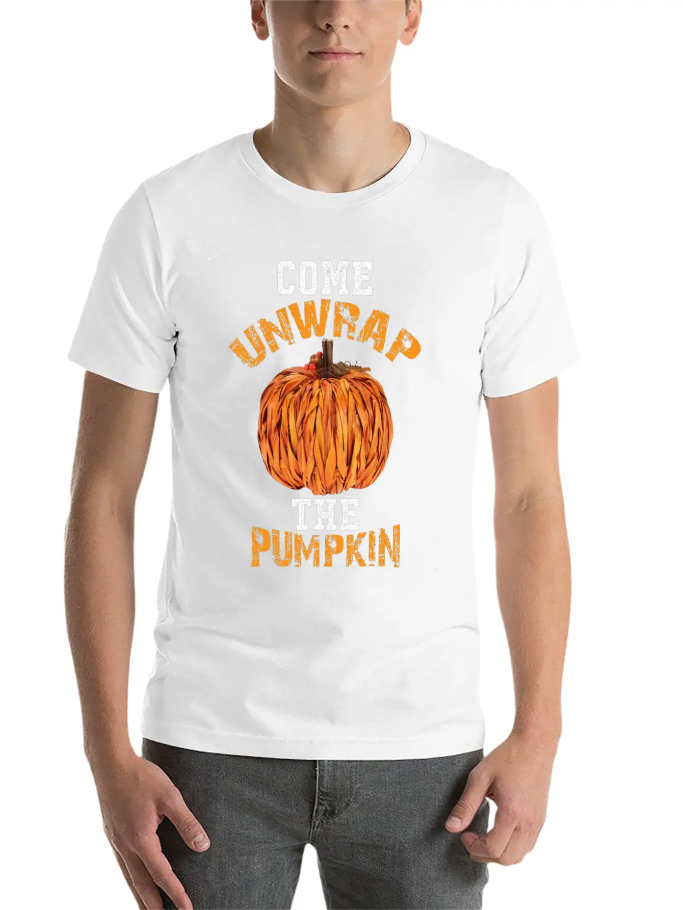 Come Unwrap The Pumpkin Essential Cotton Tee For Daily Outfits – Unisex Style
