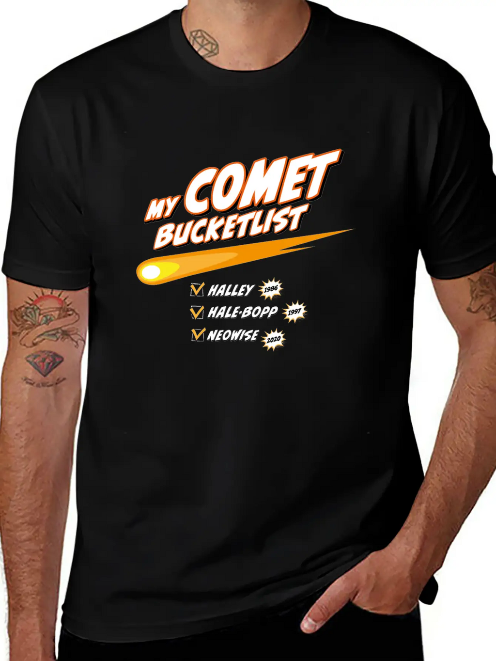 Comet Bucketlist | Funny Space Design Classic Cotton Tee – Unisex Comfort For Any Season
