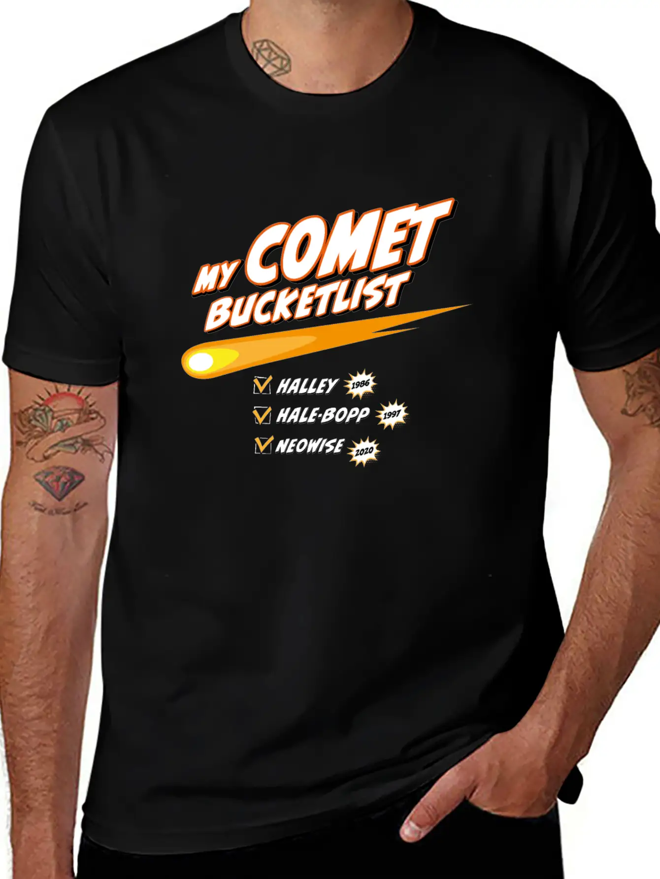 Comet Bucketlist | Funny Space Design Classic Cotton Tee – Unisex Comfort For Any Season