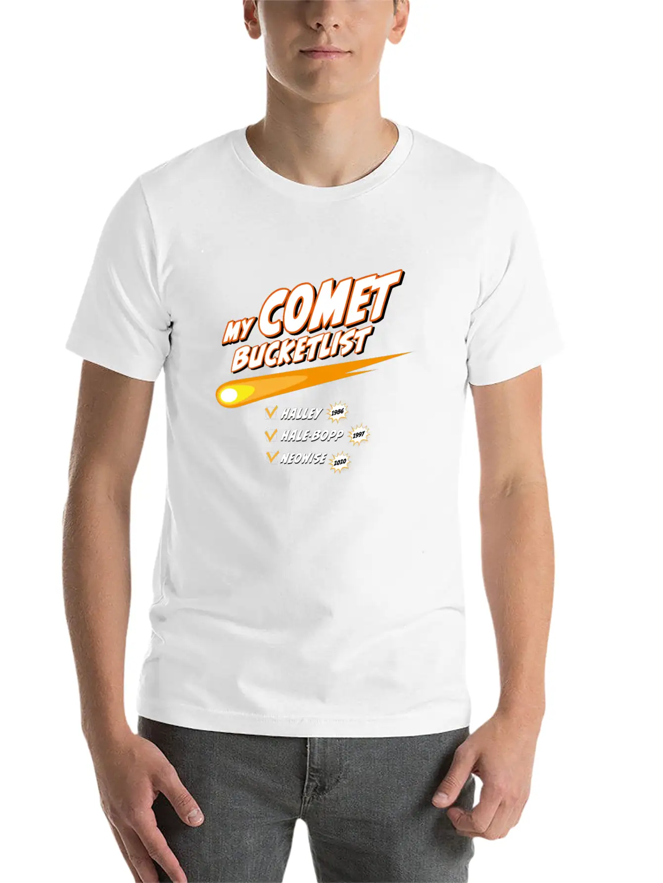 Comet Bucketlist | Funny Space Design Classic Cotton Tee – Unisex Comfort For Any Season