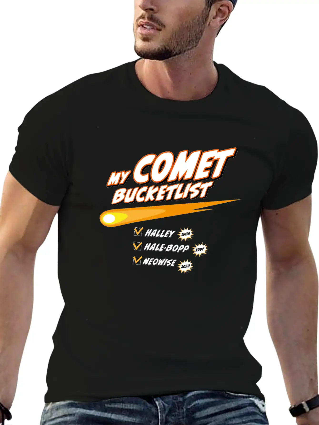Comet Bucketlist | Funny Space Design Classic Cotton Tee – Unisex Comfort For Any Season