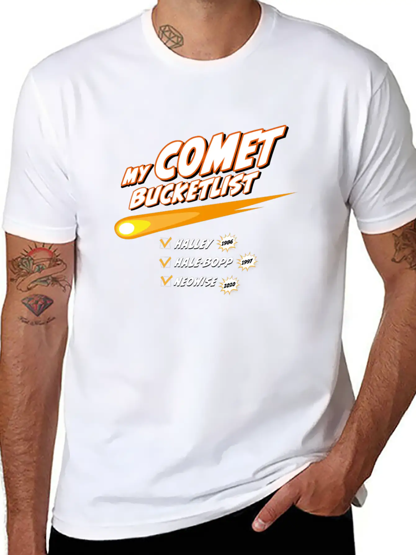 Comet Bucketlist | Funny Space Design Classic Cotton Tee – Unisex Comfort For Any Season