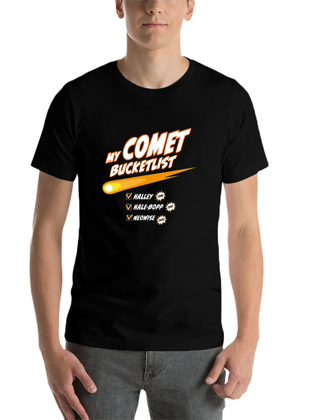 Comet Bucketlist | Funny Space Design Classic Cotton Tee – Unisex Comfort For Any Season