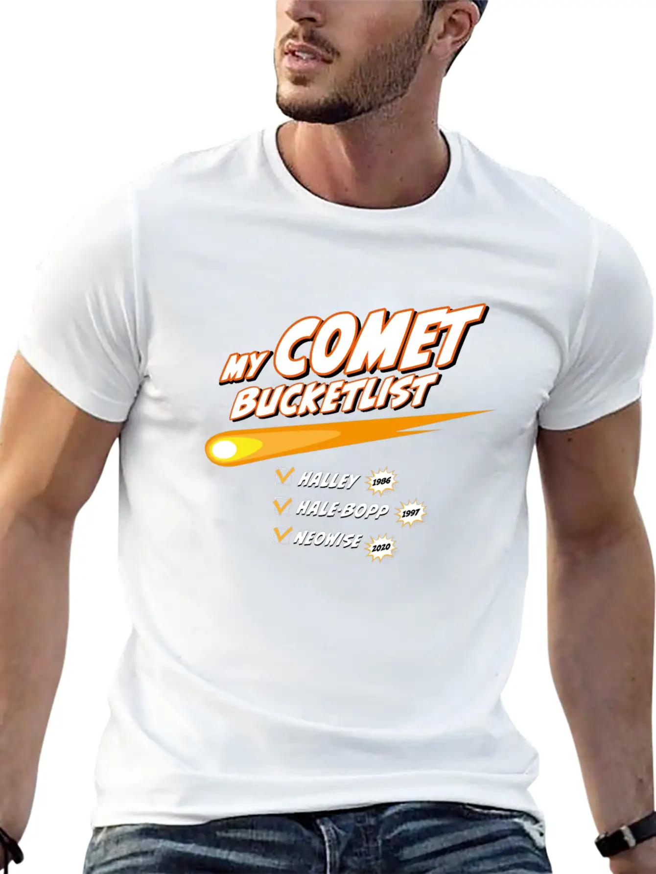 Comet Bucketlist | Funny Space Design Classic Cotton Tee – Unisex Comfort For Any Season
