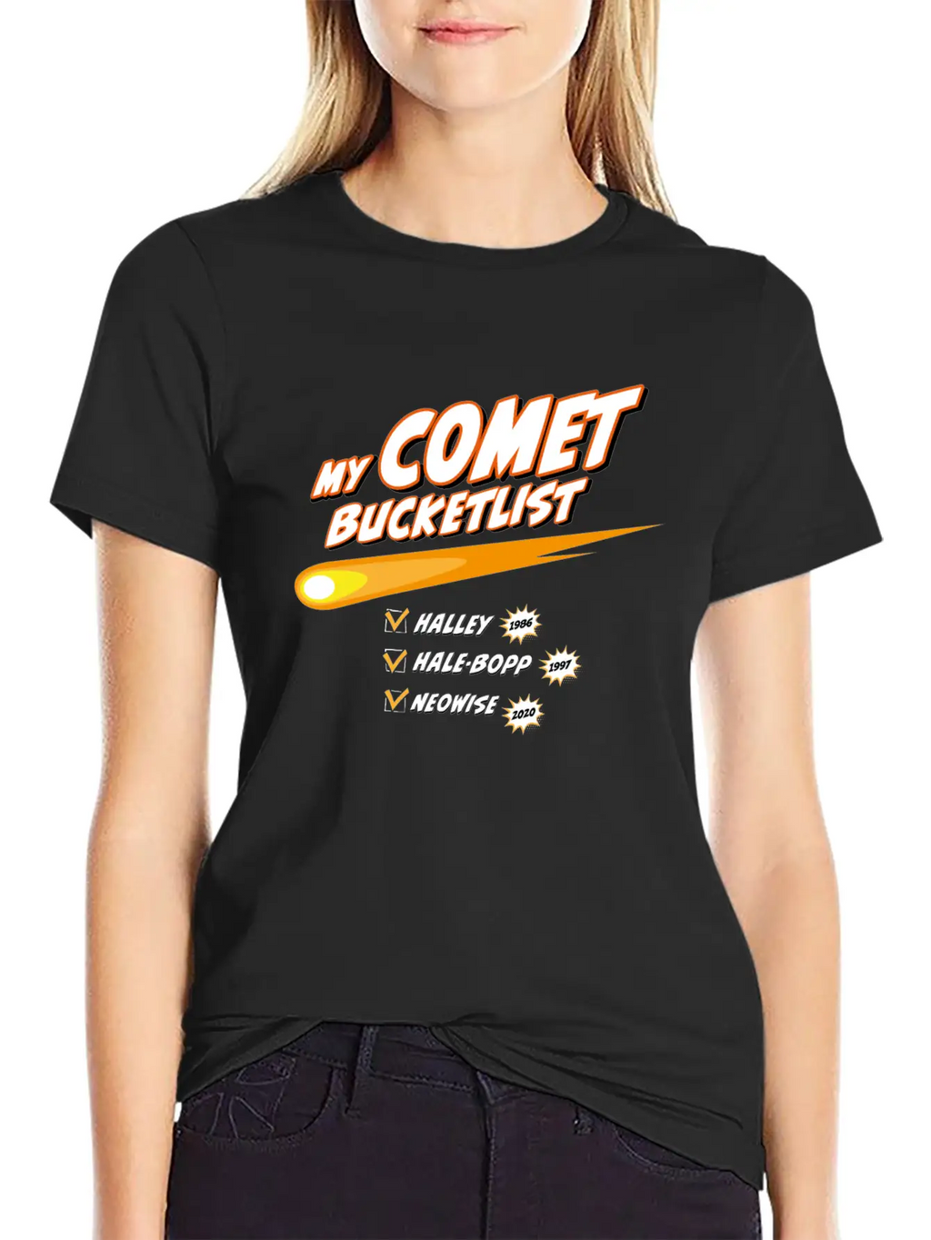 Comet Bucketlist | Funny Space Design Classic Cotton Tee – Unisex Comfort For Any Season