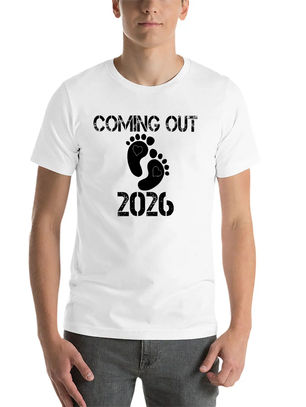Coming Out 2026 Baby Footprints Announcement Breathable Soft Cotton T-Shirt – Timeless Casual Look