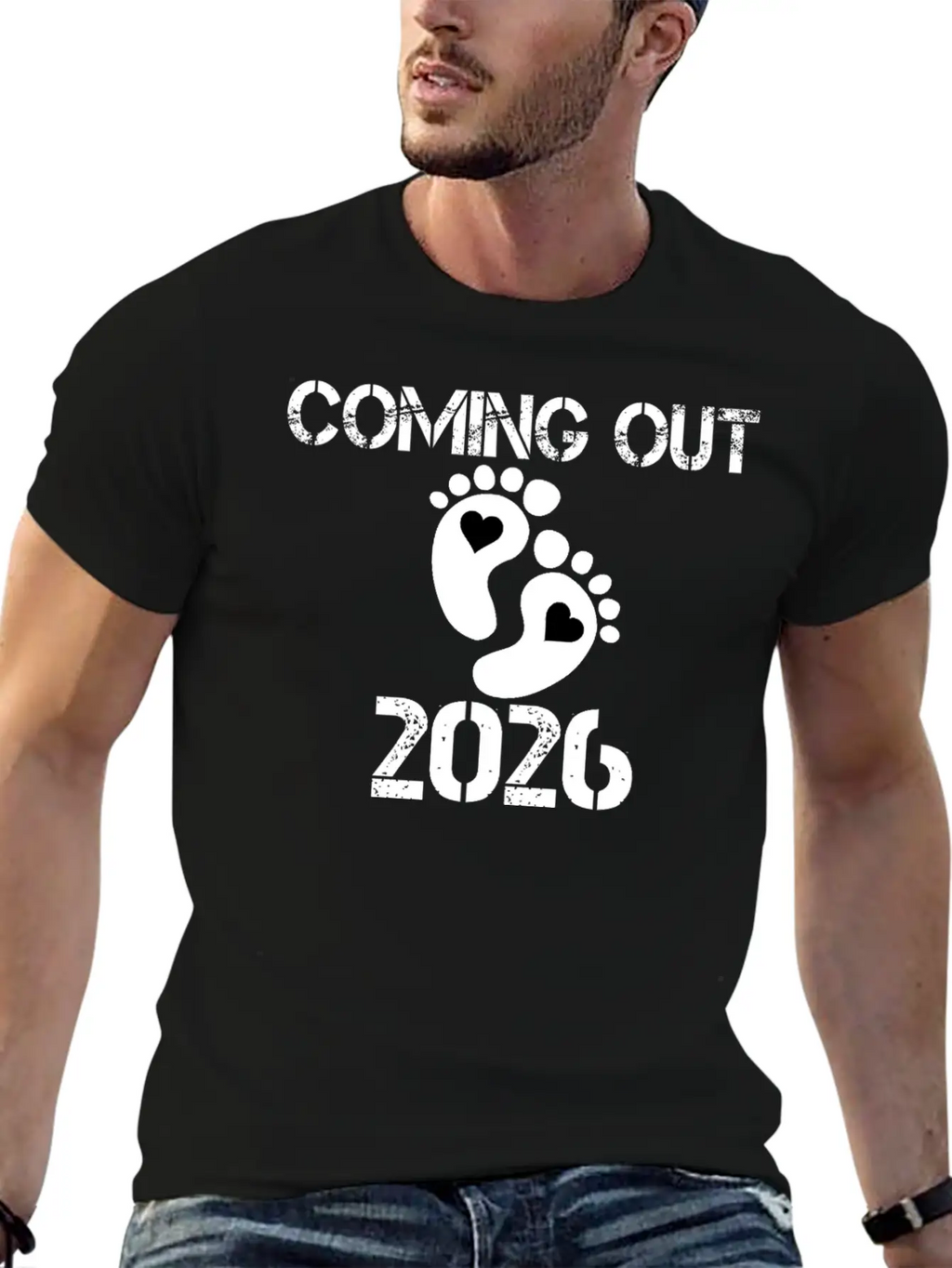 Coming Out 2026 Baby Footprints Announcement Breathable Soft Cotton T-Shirt – Timeless Casual Look