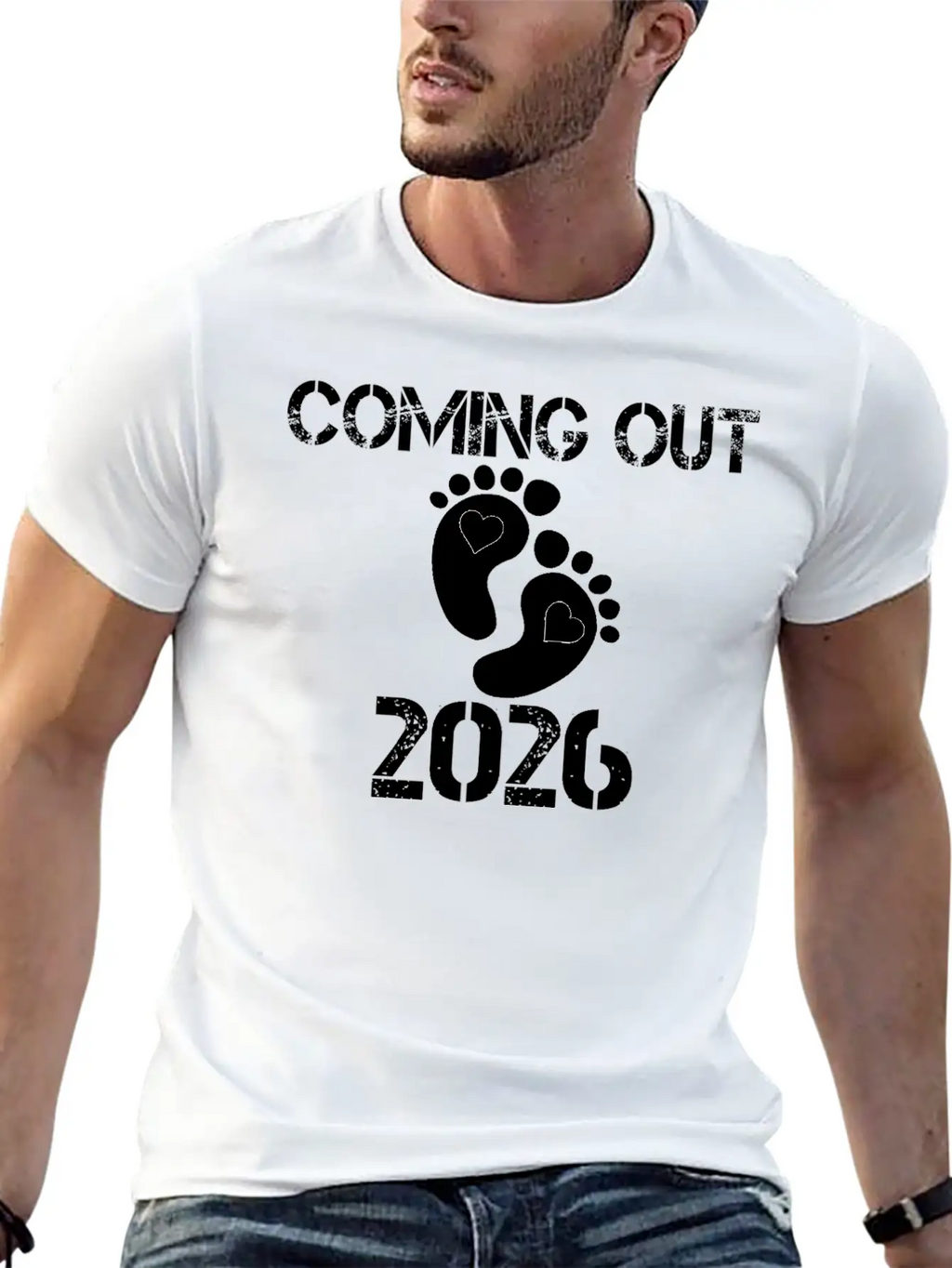 Coming Out 2026 Baby Footprints Announcement Breathable Soft Cotton T-Shirt – Timeless Casual Look