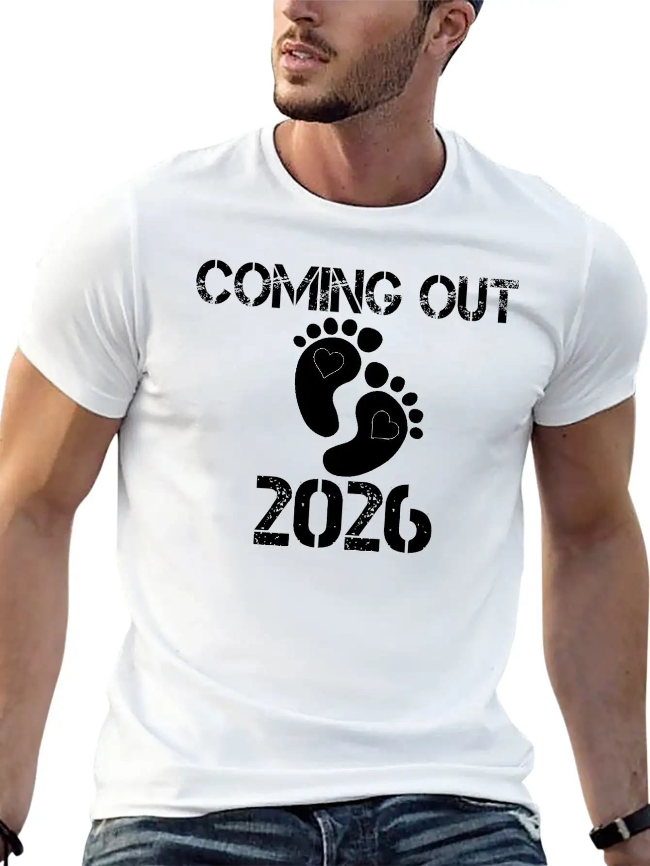 Coming Out 2026 Baby Footprints Announcement Breathable Soft Cotton T-Shirt – Timeless Casual Look