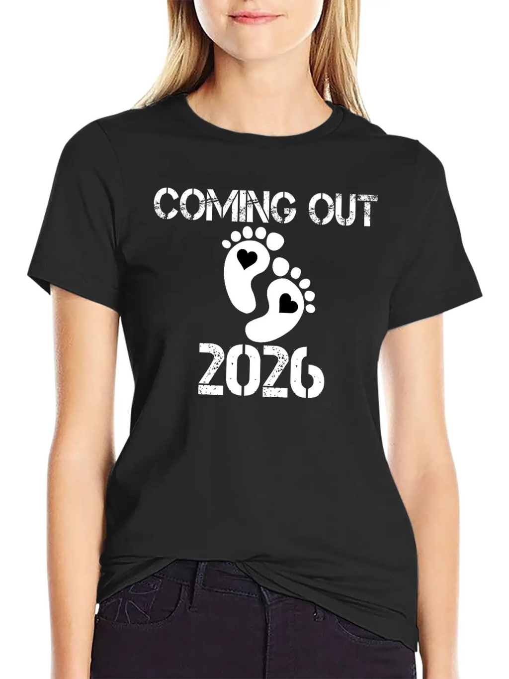 Coming Out 2026 Baby Footprints Announcement Breathable Soft Cotton T-Shirt – Timeless Casual Look