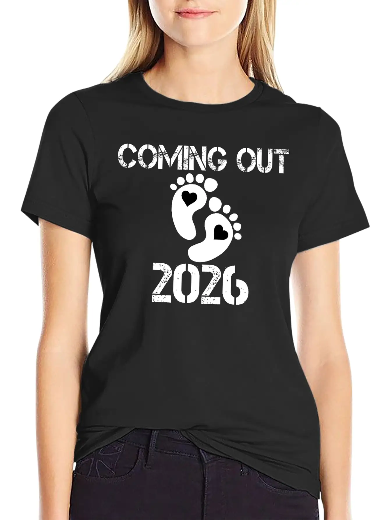 Coming Out 2026 Baby Footprints Announcement Breathable Soft Cotton T-Shirt – Timeless Casual Look