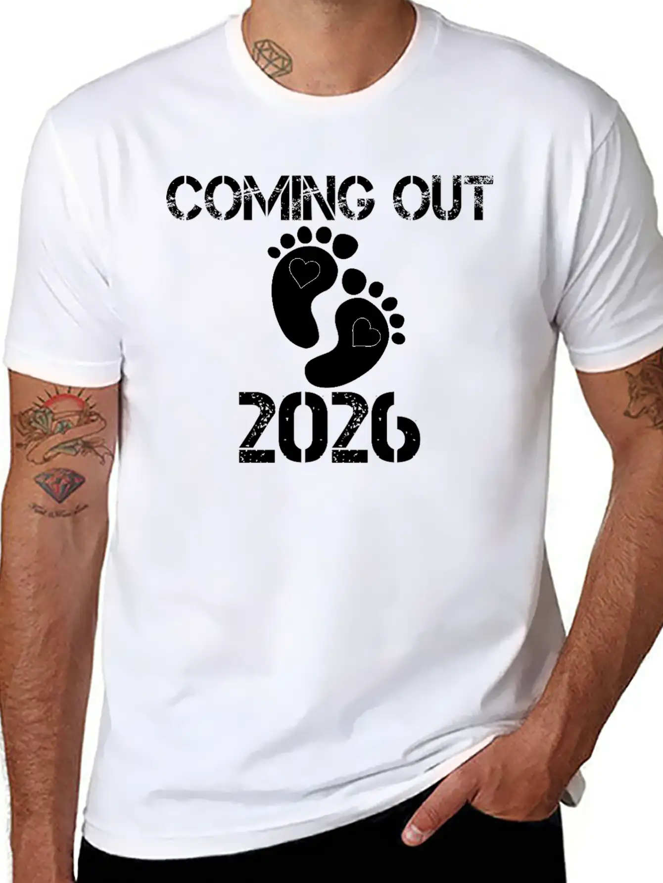 Coming Out 2026 Baby Footprints Announcement Breathable Soft Cotton T-Shirt – Timeless Casual Look