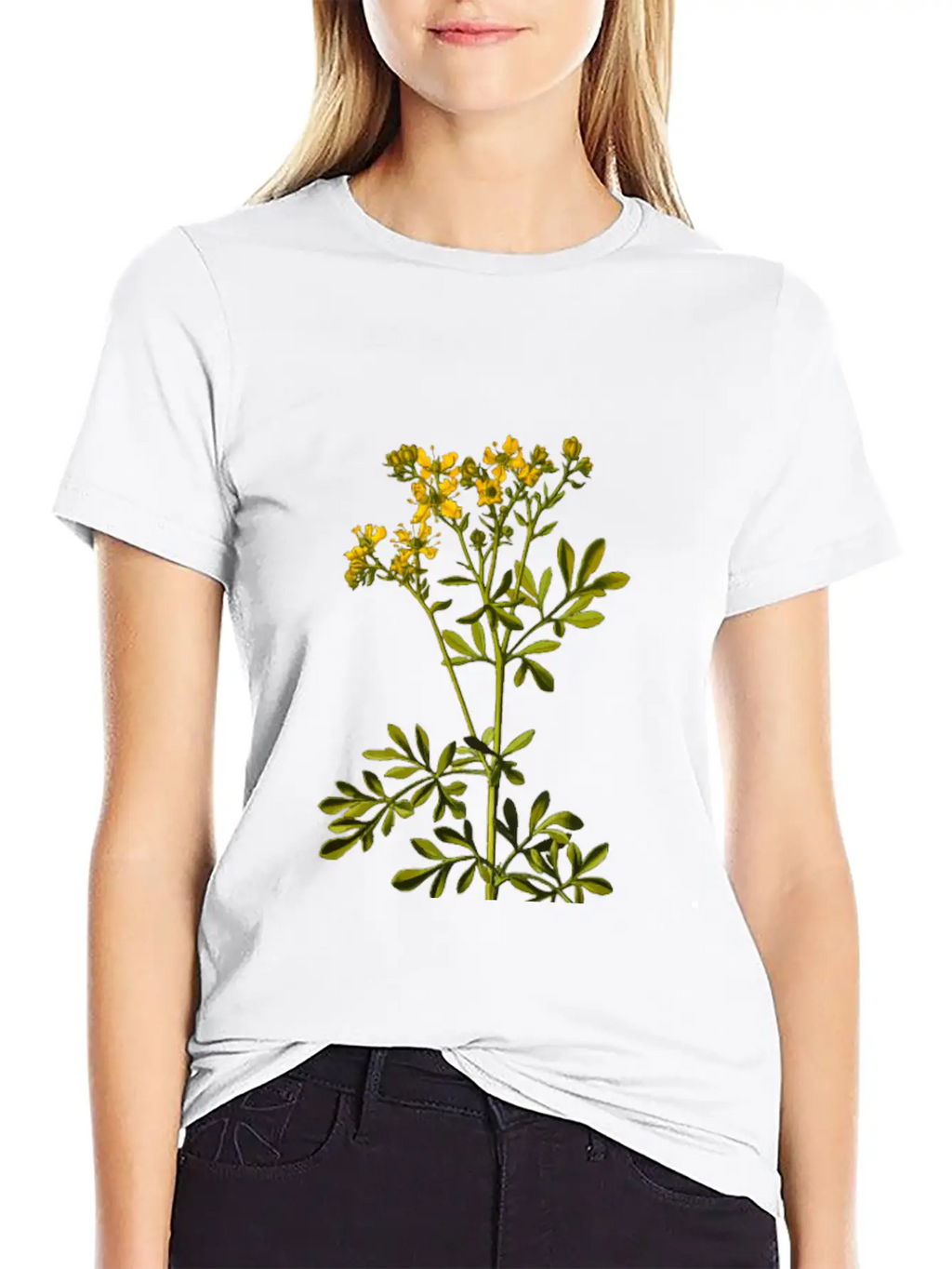 Common Rue (detailed) Breathable Soft Cotton T-Shirt – Timeless Casual Look