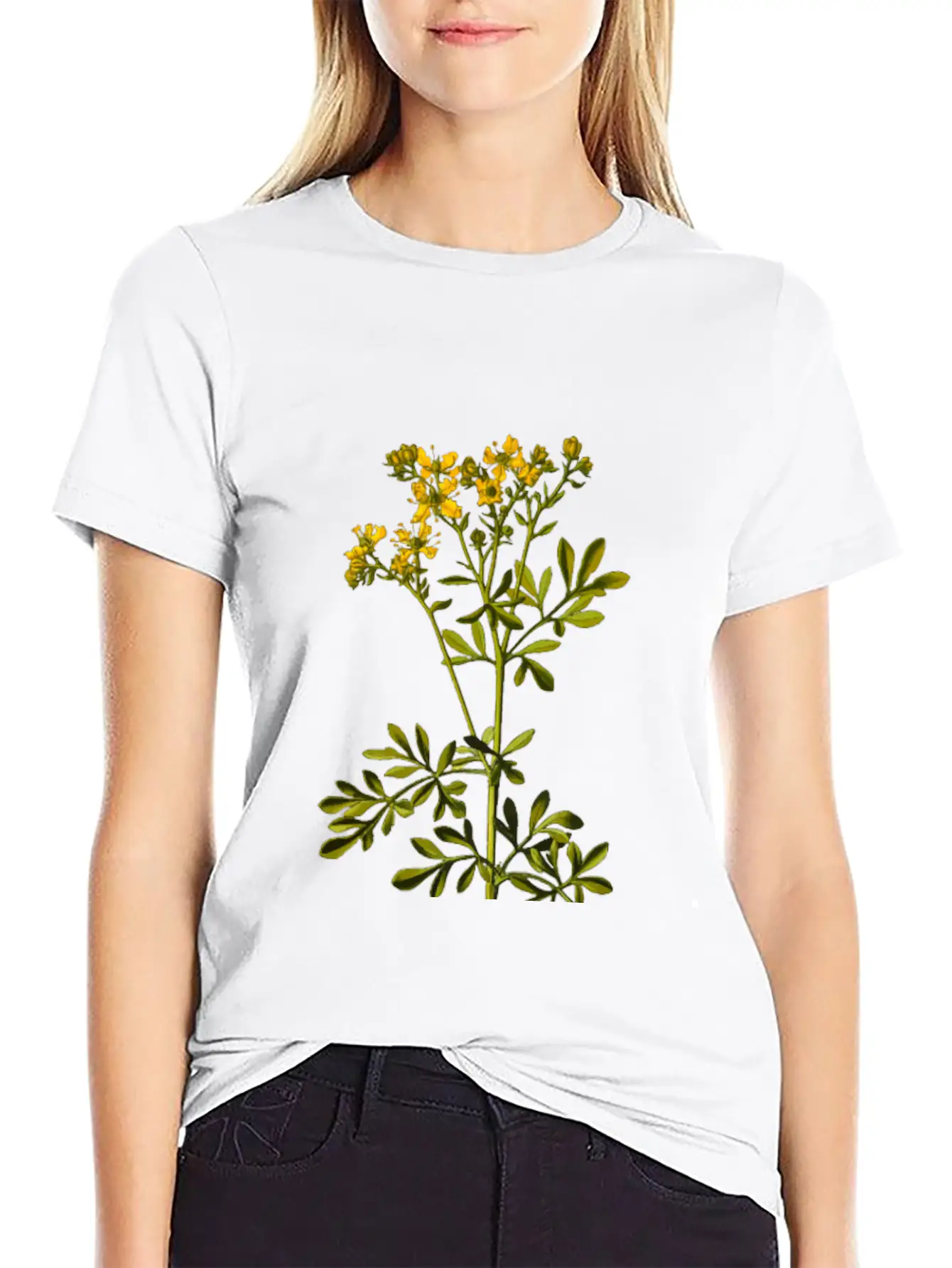 Common Rue (detailed) Breathable Soft Cotton T-Shirt – Timeless Casual Look