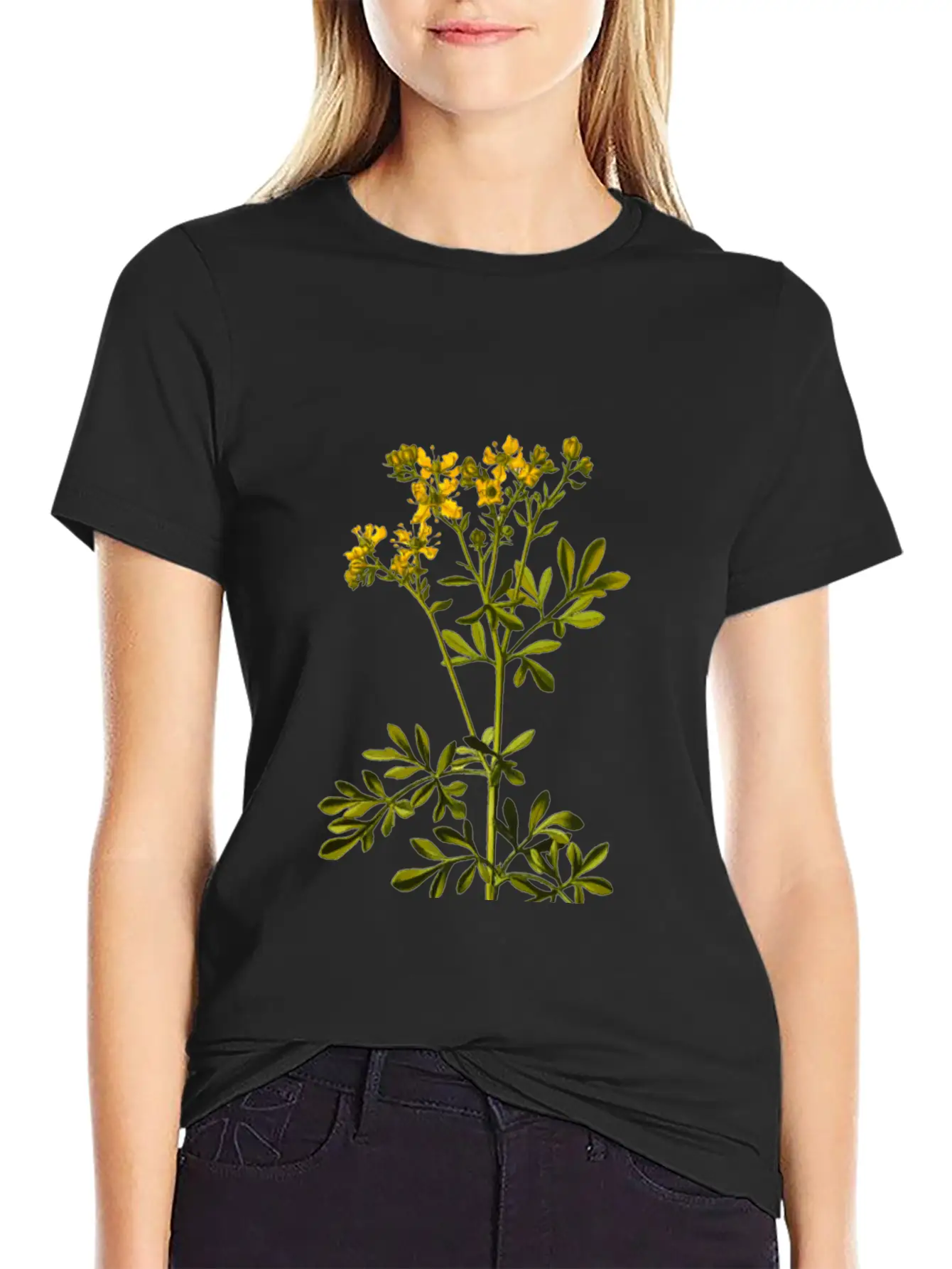 Common Rue (detailed) Breathable Soft Cotton T-Shirt – Timeless Casual Look