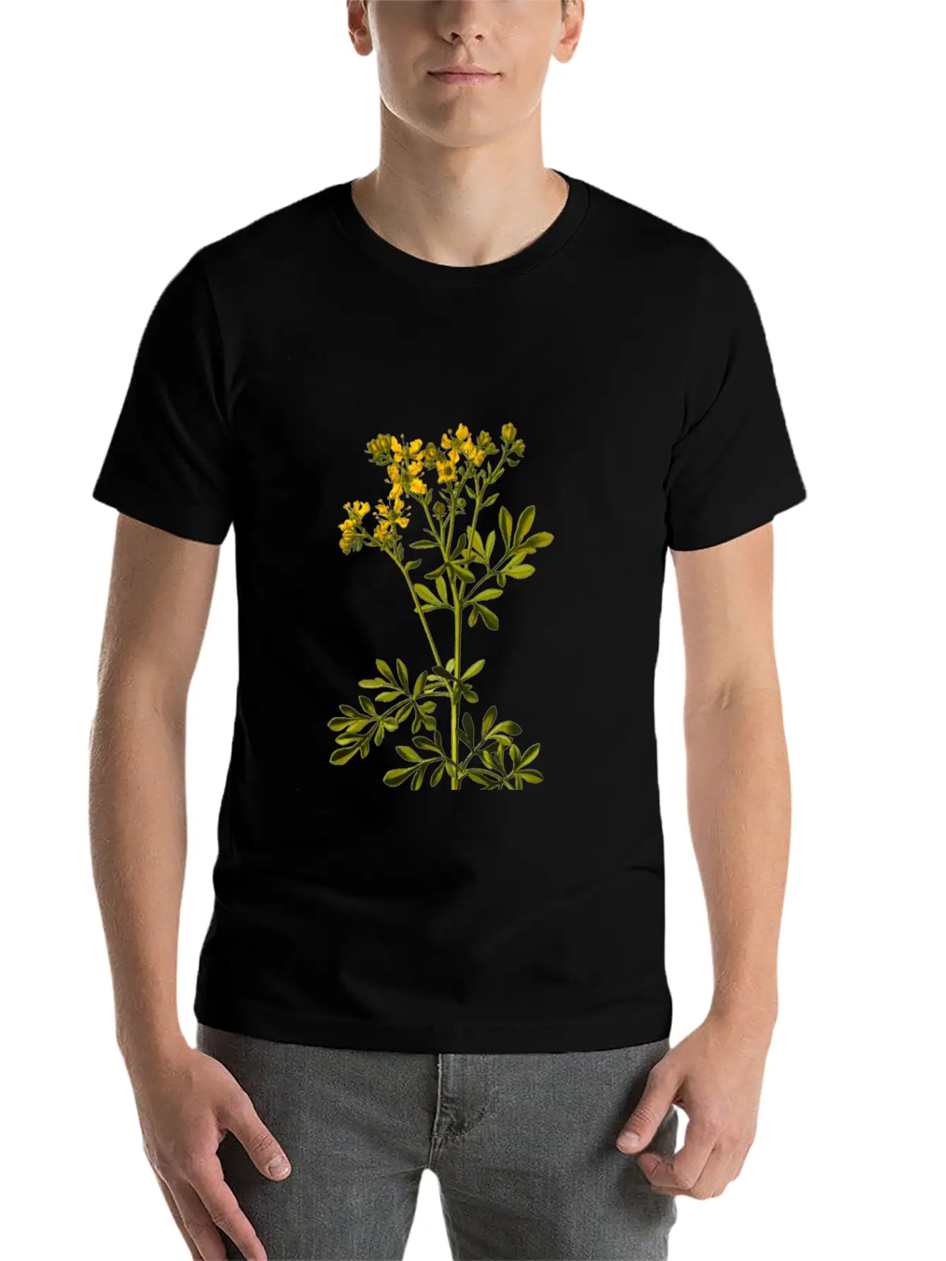 Common Rue (detailed) Breathable Soft Cotton T-Shirt – Timeless Casual Look