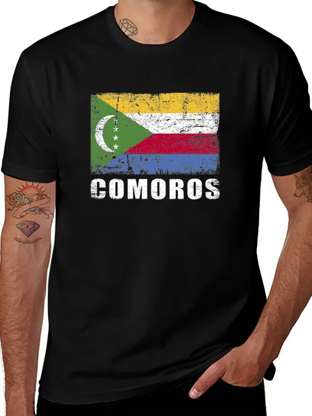 Comoros Flag Grunge Country Flag Comoros Unisex Casual T-Shirt – Clean Design For Daily Comfort