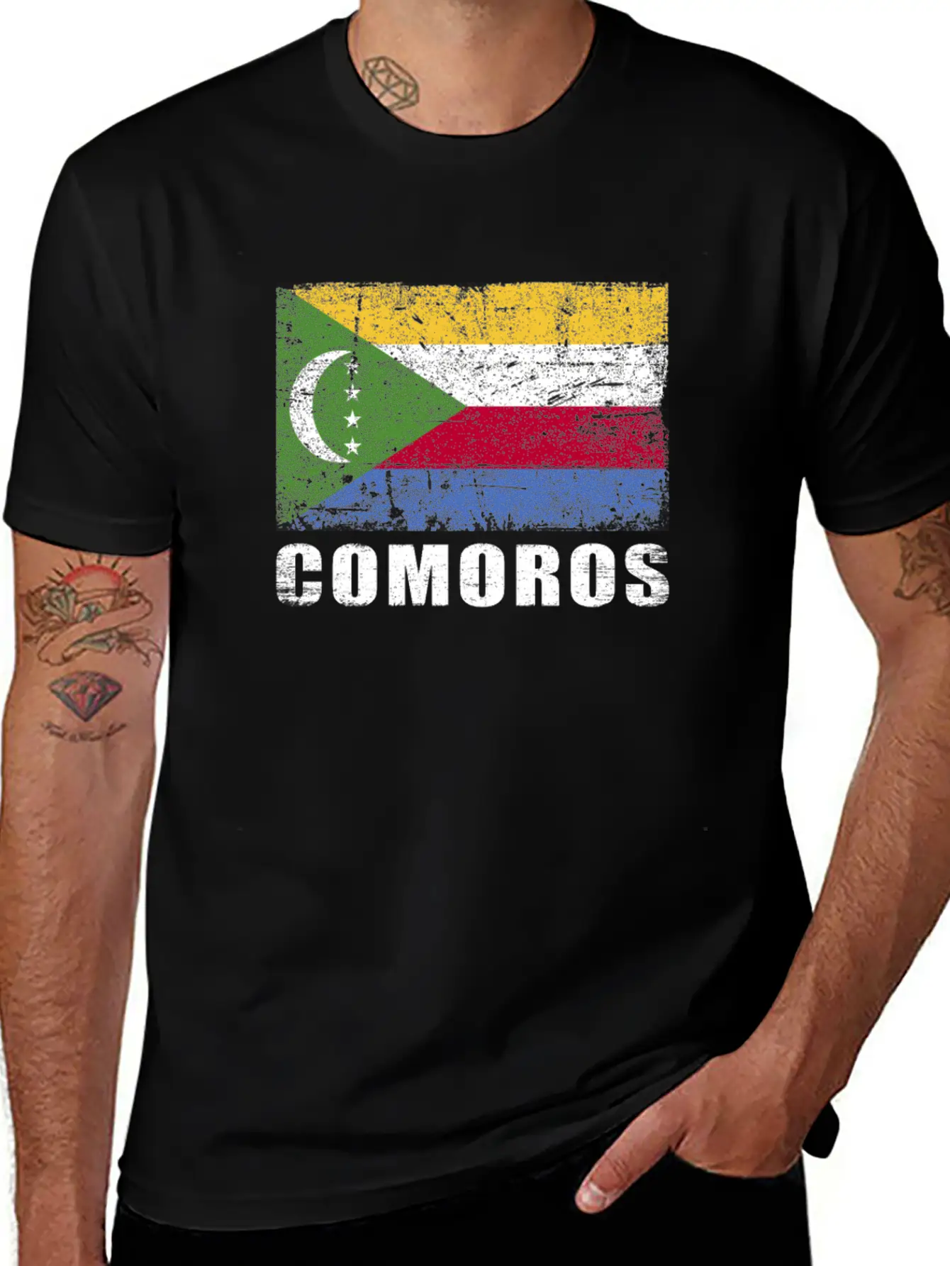 Comoros Flag Grunge Country Flag Comoros Unisex Casual T-Shirt – Clean Design For Daily Comfort