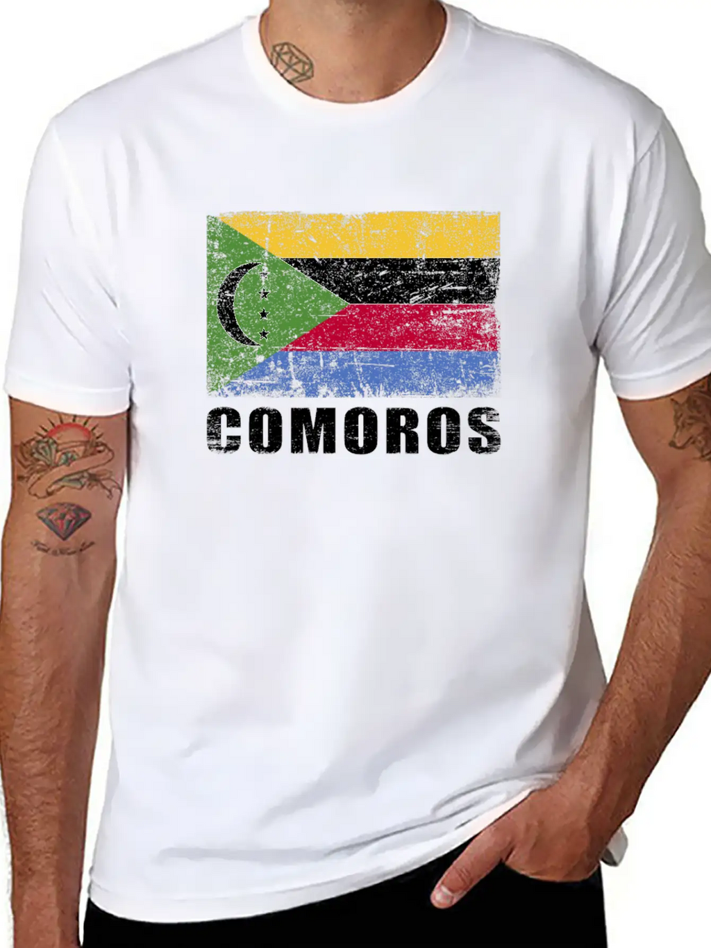 Comoros Flag Grunge Country Flag Comoros Unisex Casual T-Shirt – Clean Design For Daily Comfort