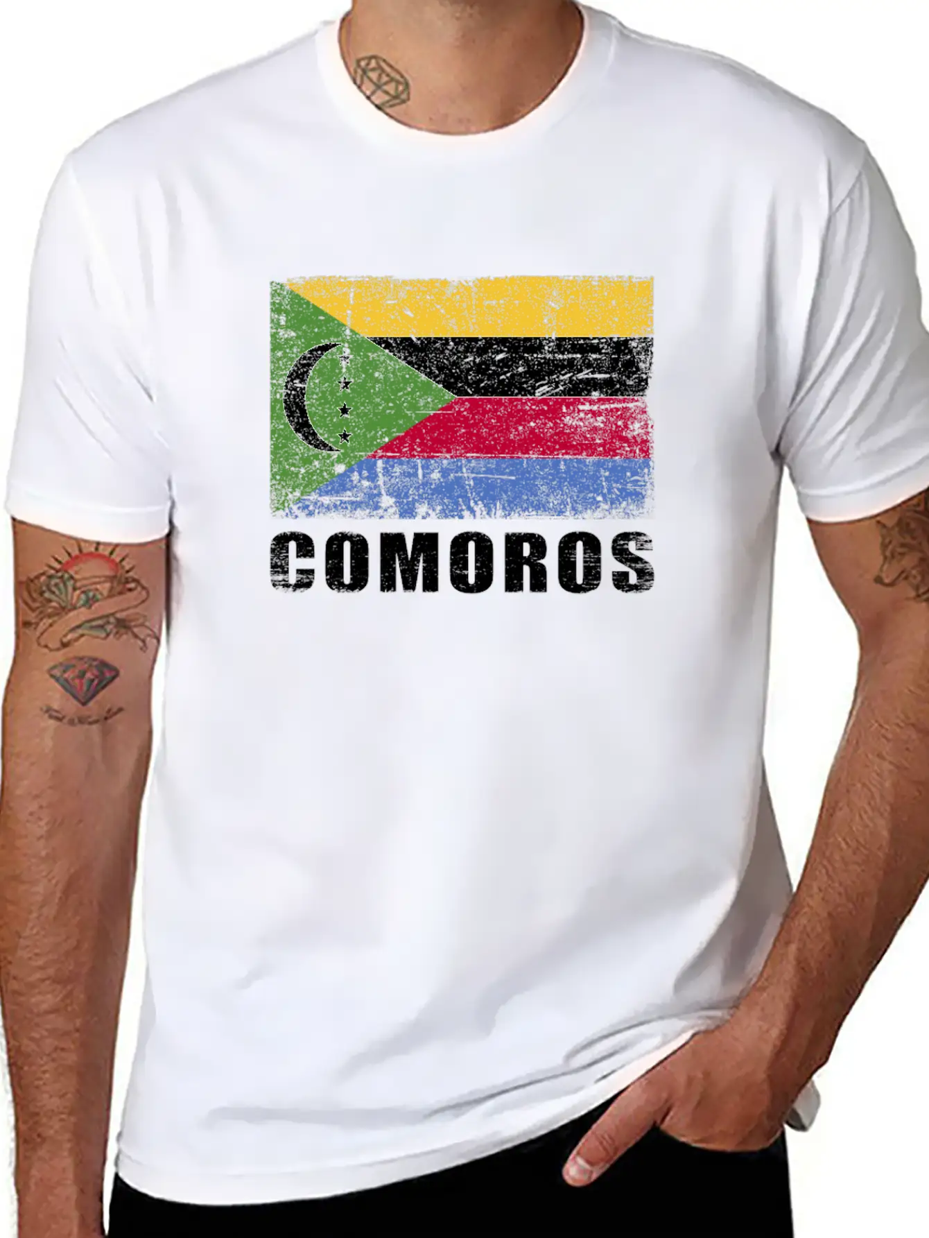 Comoros Flag Grunge Country Flag Comoros Unisex Casual T-Shirt – Clean Design For Daily Comfort