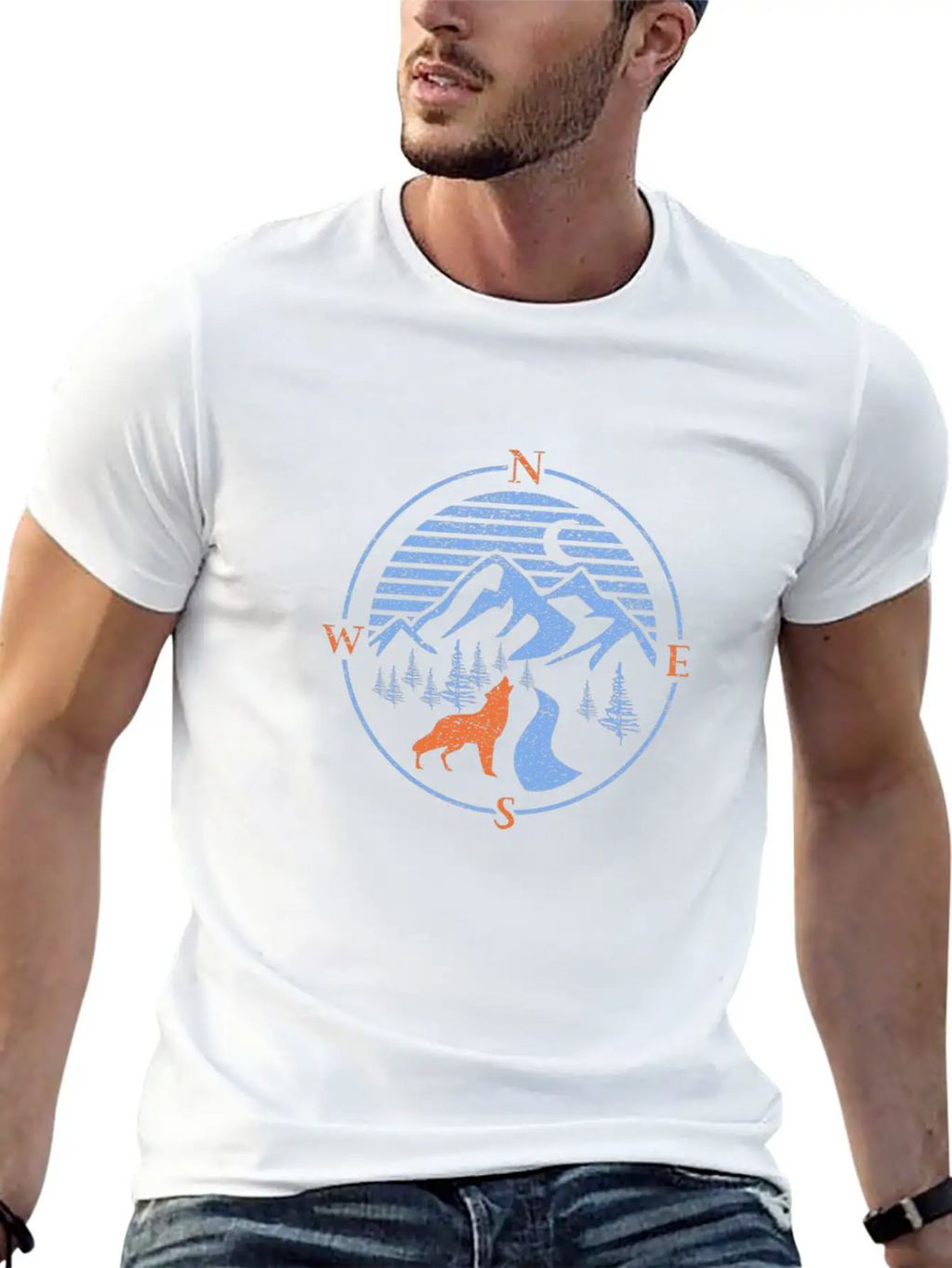 Compass! North South East West Wolf Outdoor Nature Classic Cotton Tee – Unisex Comfort For Any Season