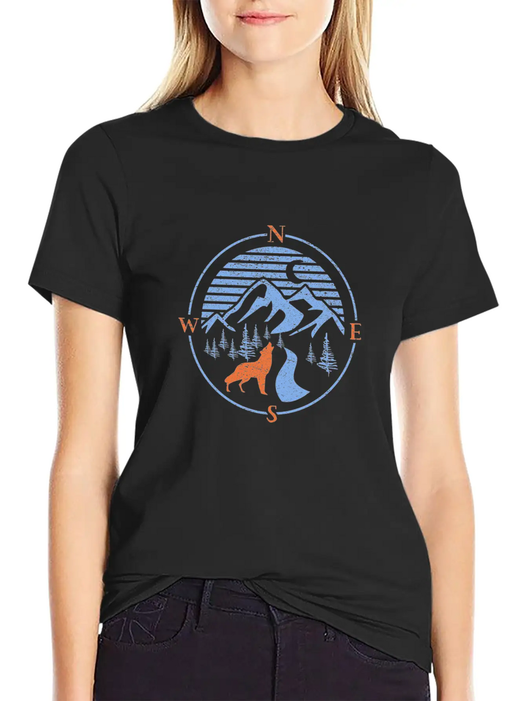Compass! North South East West Wolf Outdoor Nature Classic Cotton Tee – Unisex Comfort For Any Season