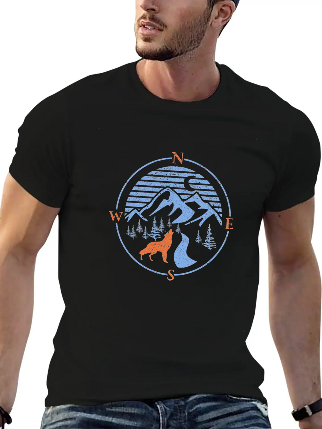 Compass! North South East West Wolf Outdoor Nature Classic Cotton Tee – Unisex Comfort For Any Season