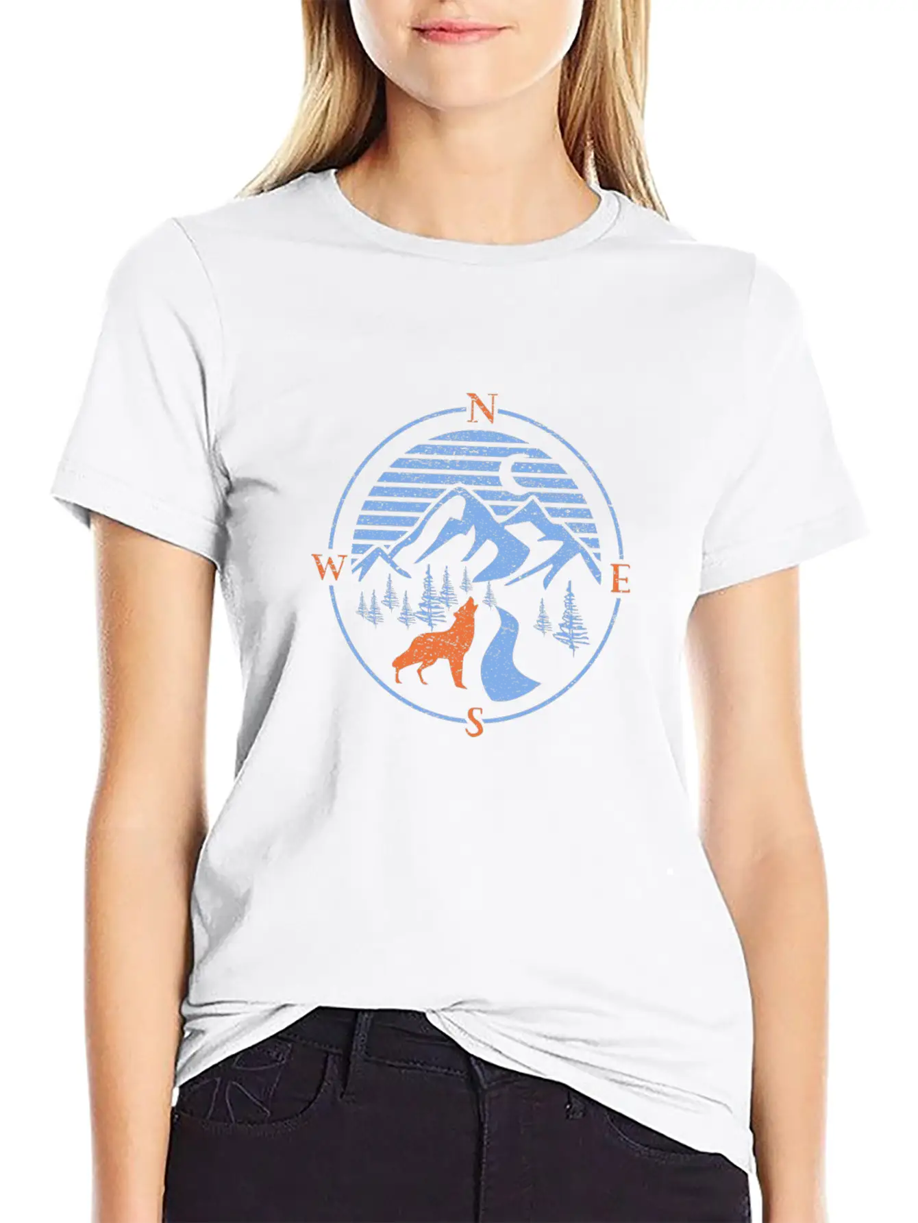 Compass! North South East West Wolf Outdoor Nature Classic Cotton Tee – Unisex Comfort For Any Season